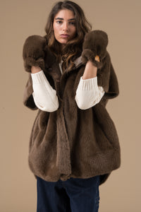 Mitaines Bimba femme Chocolat en fausse fourrure – Adoré Paris, accessoire hiver chaud & confortable