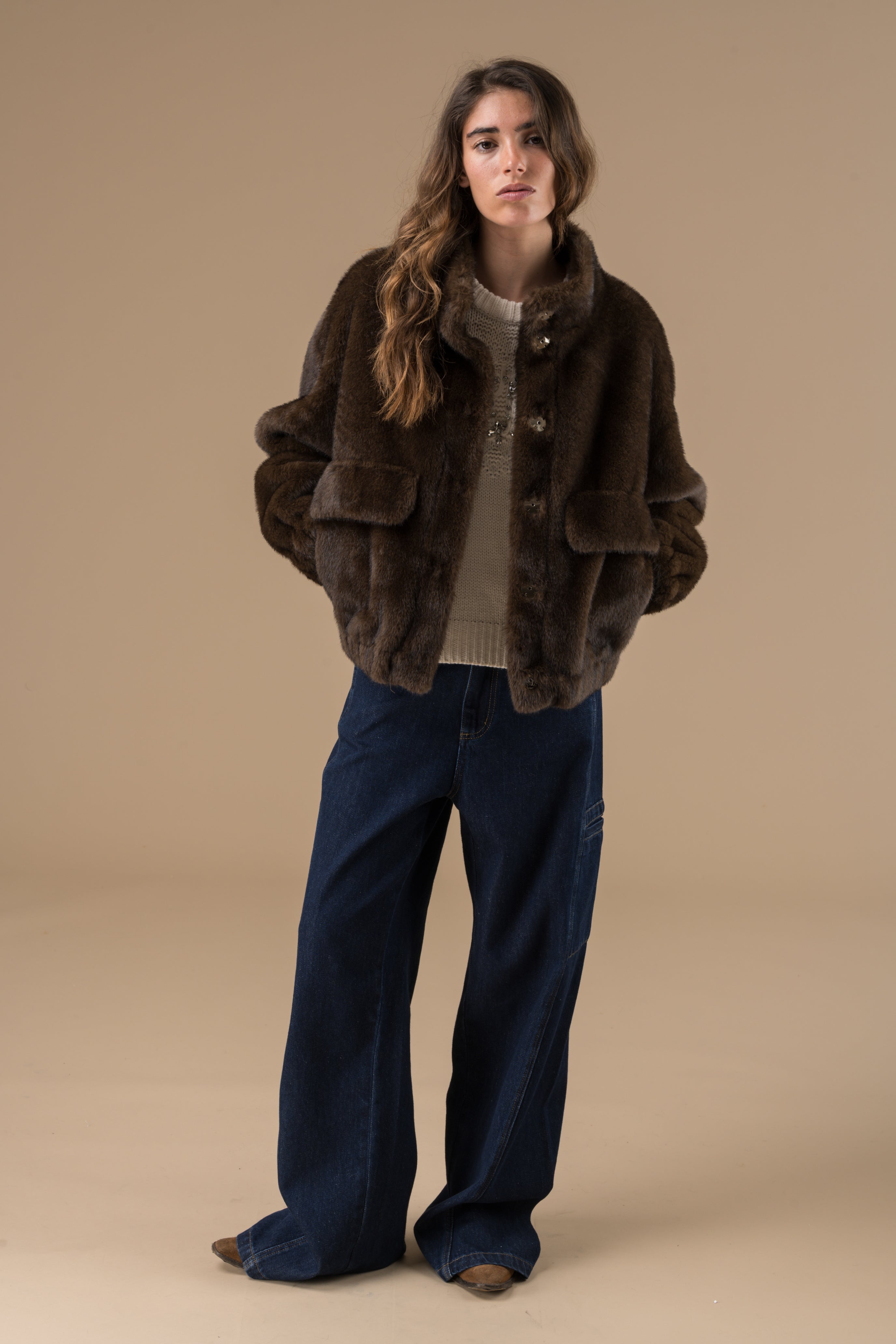 Fourrure Femme Marron Chocolat Milana | Veste Douce Adoré Paris – Parka Hiver Urbanchic