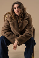 Veste Parka Femme Fourrure Synthétique Cappuccino - Adoré Paris Oxana | Confort & Élégance Automne Hiver