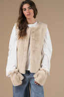 Mitaines Bimba femme beige en fausse fourrure – Adoré Paris, accessoire hiver chaud & confortable
