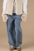 Mitaines Bimba femme beige en fausse fourrure – Adoré Paris, accessoire hiver chaud & confortable