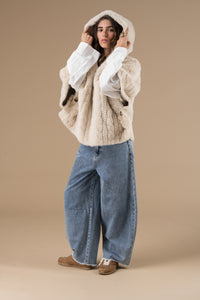 Manteau Fausse Fourrure Abella Femme Beige Adoré Paris - Chaud