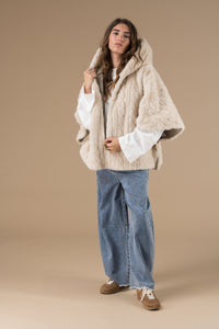 Manteau Fausse Fourrure Abella Femme Beige Adoré Paris - Chaud