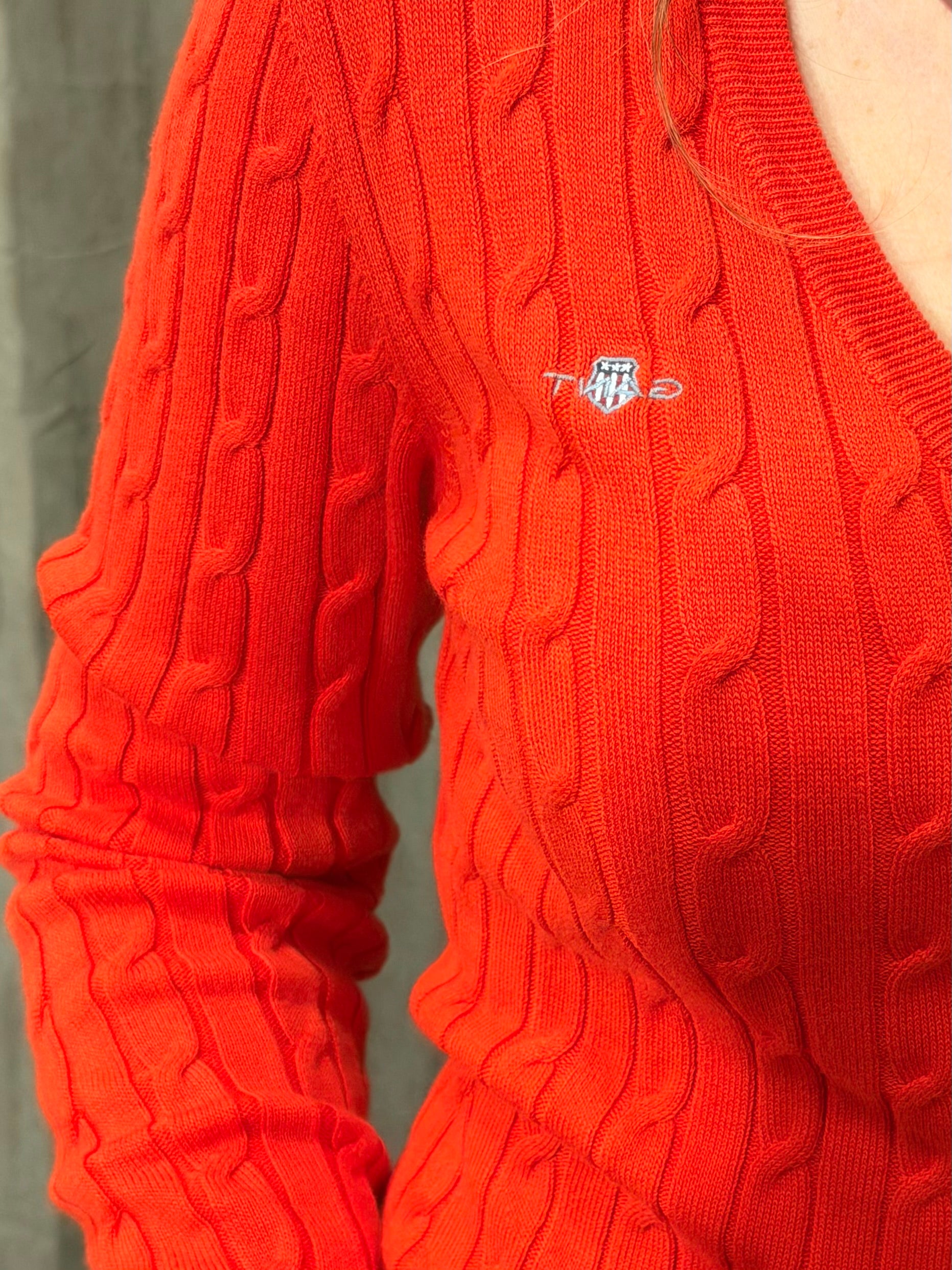 Pull col V torsadé en coton femme élégant et intemporel – Gant