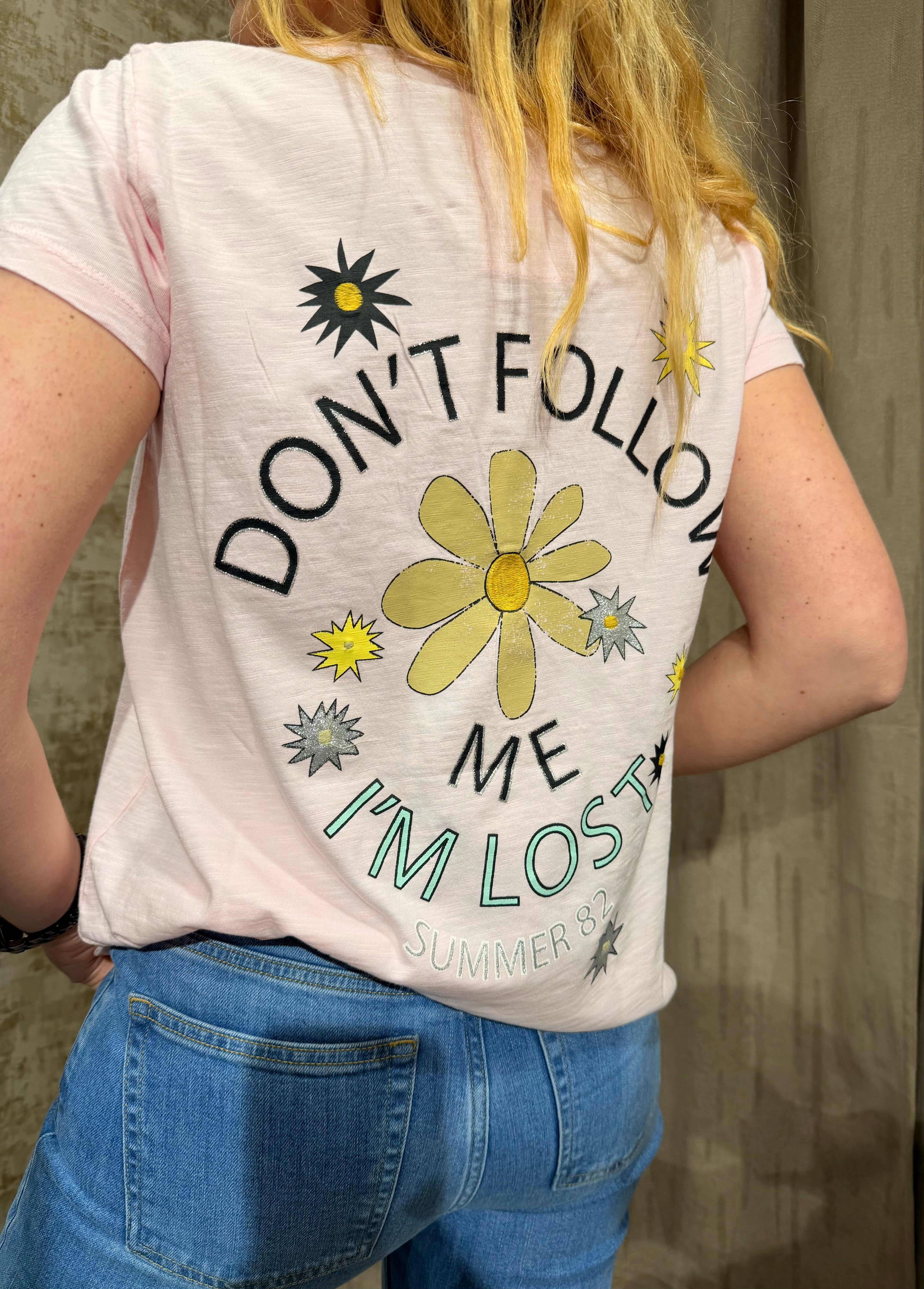 T-shirt Monica col V marguerite en coton - Coupe droite - ONE TEE