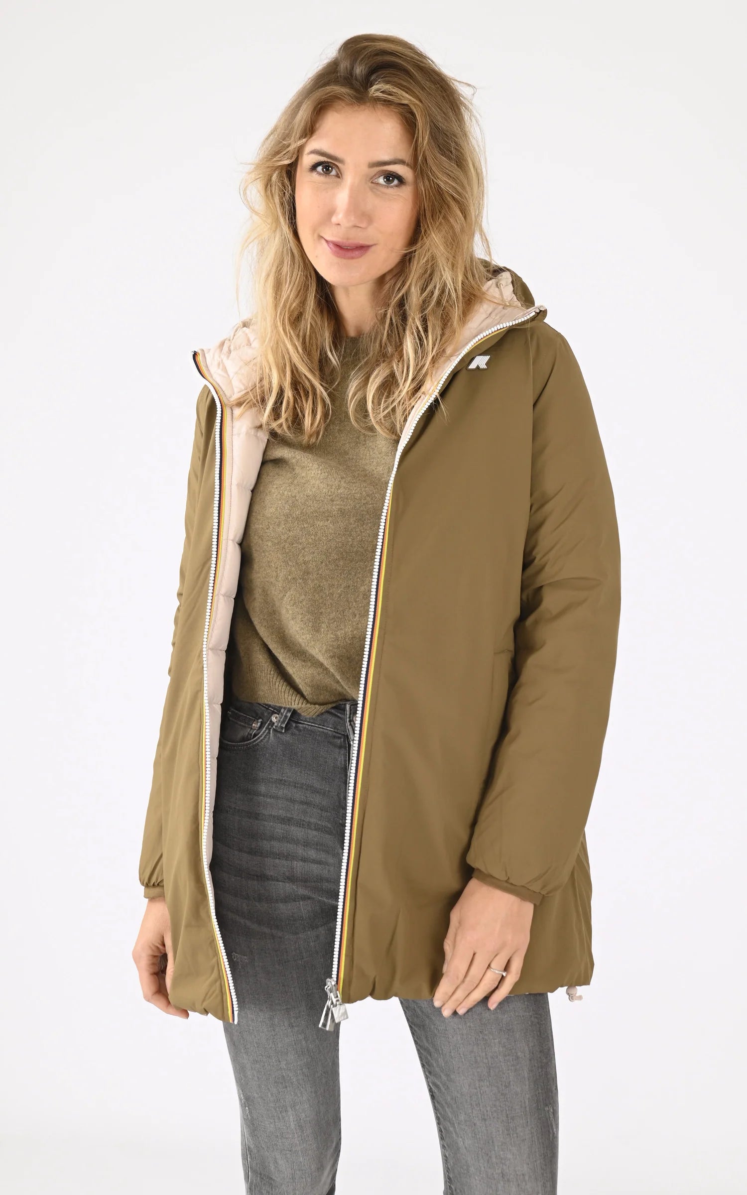 K-Way Klassic GMU Femme Réversible Marron Rose – Veste Imperméable Élégante Hiver