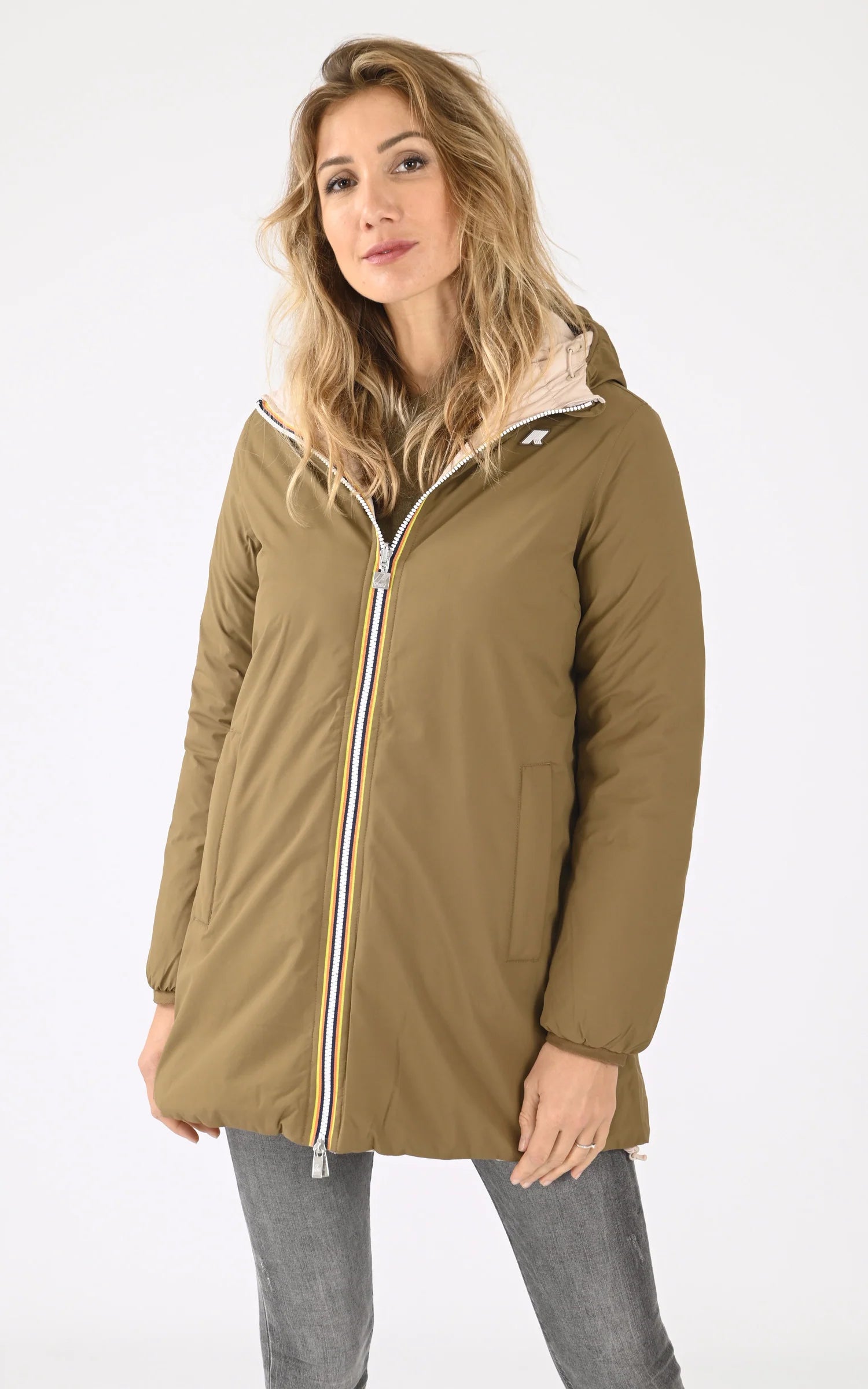 K-Way Klassic GMU Femme Réversible Marron Rose – Veste Imperméable Élégante Hiver