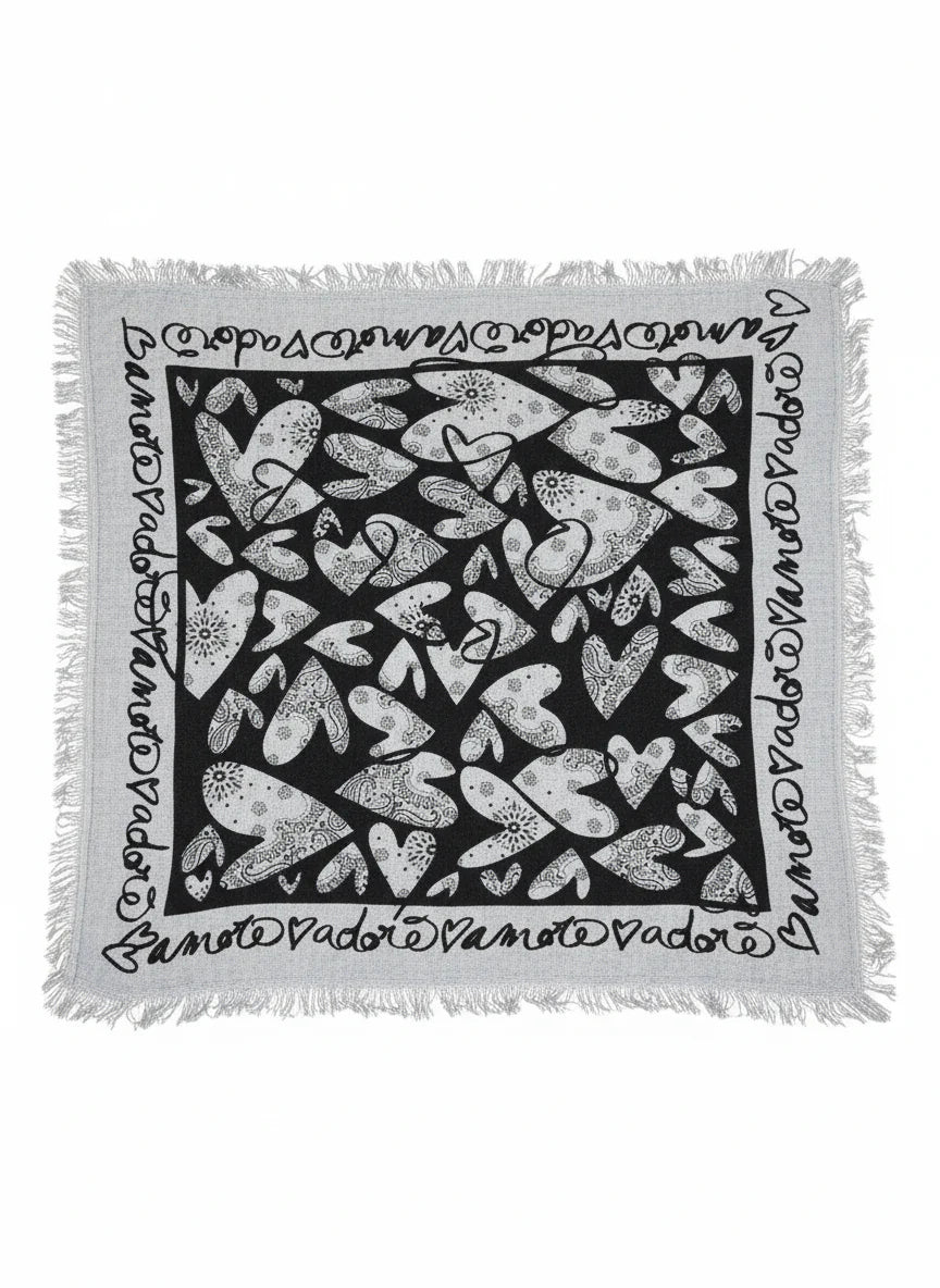 Foulard Bandana Lana Cœur gris chiné Adoré Paris 