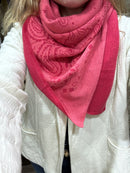 Écharpe Carré Pivoine en Coton Bio - Adoré Paris | Foulard Femme Élégant 100x100cm