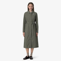 K-Way Barbra Stretch green lichen - Trench technique long femme