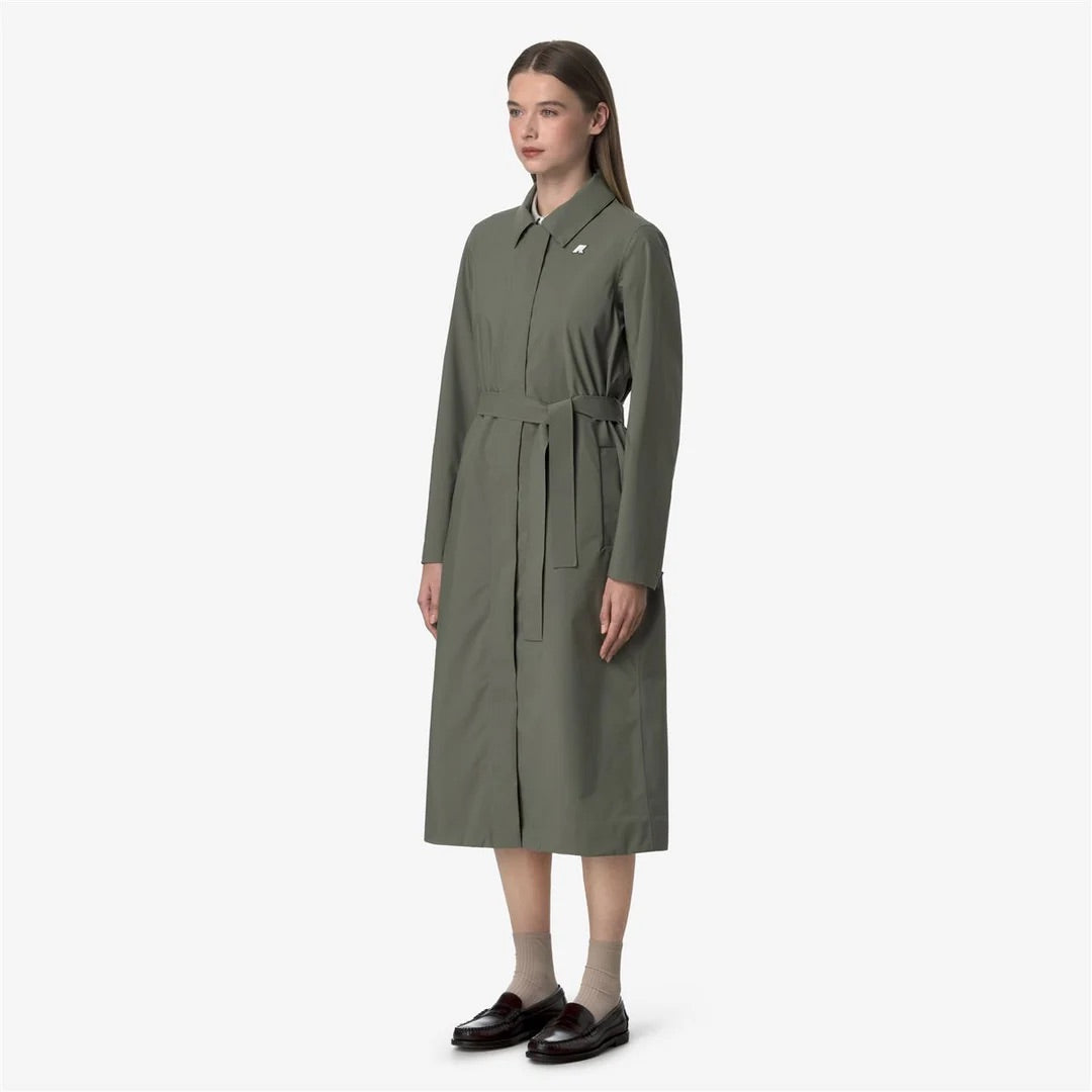 K-Way Barbra Stretch green lichen - Trench technique long femme