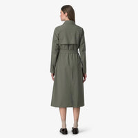 K-Way Barbra Stretch green lichen - Trench technique long femme