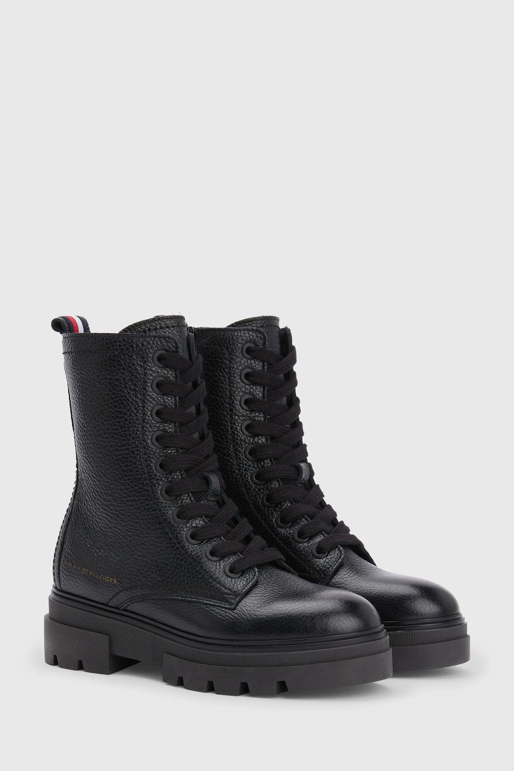 boot tommy hilfiger monochromatic lace up
