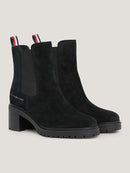 Bottines Femme Tommy Hilfiger en Suède Noir – Midheel Essential Élastiques, Confort et Élégance