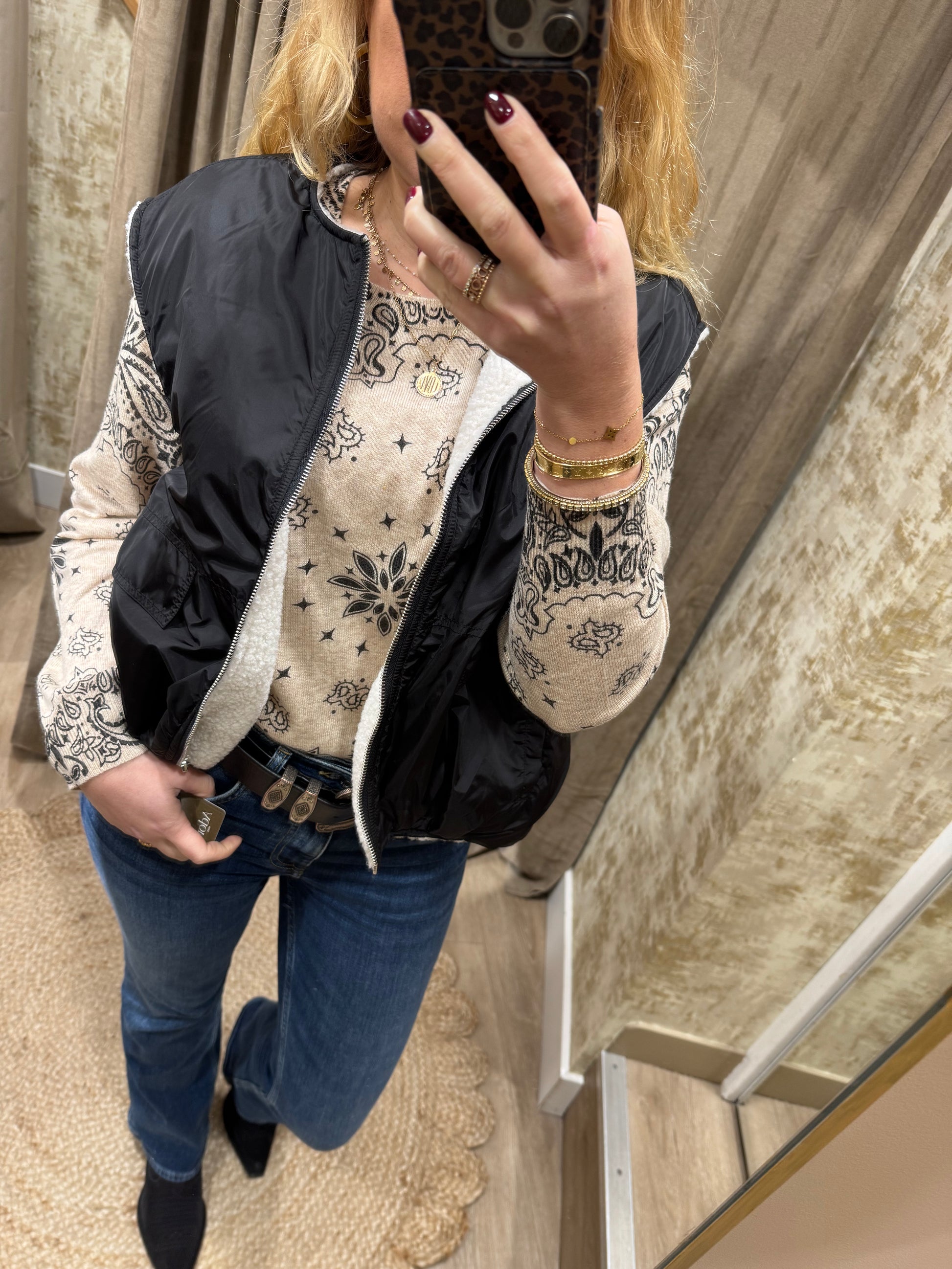 Veste Sans manches reversible TRISH Noir Adoré Paris 