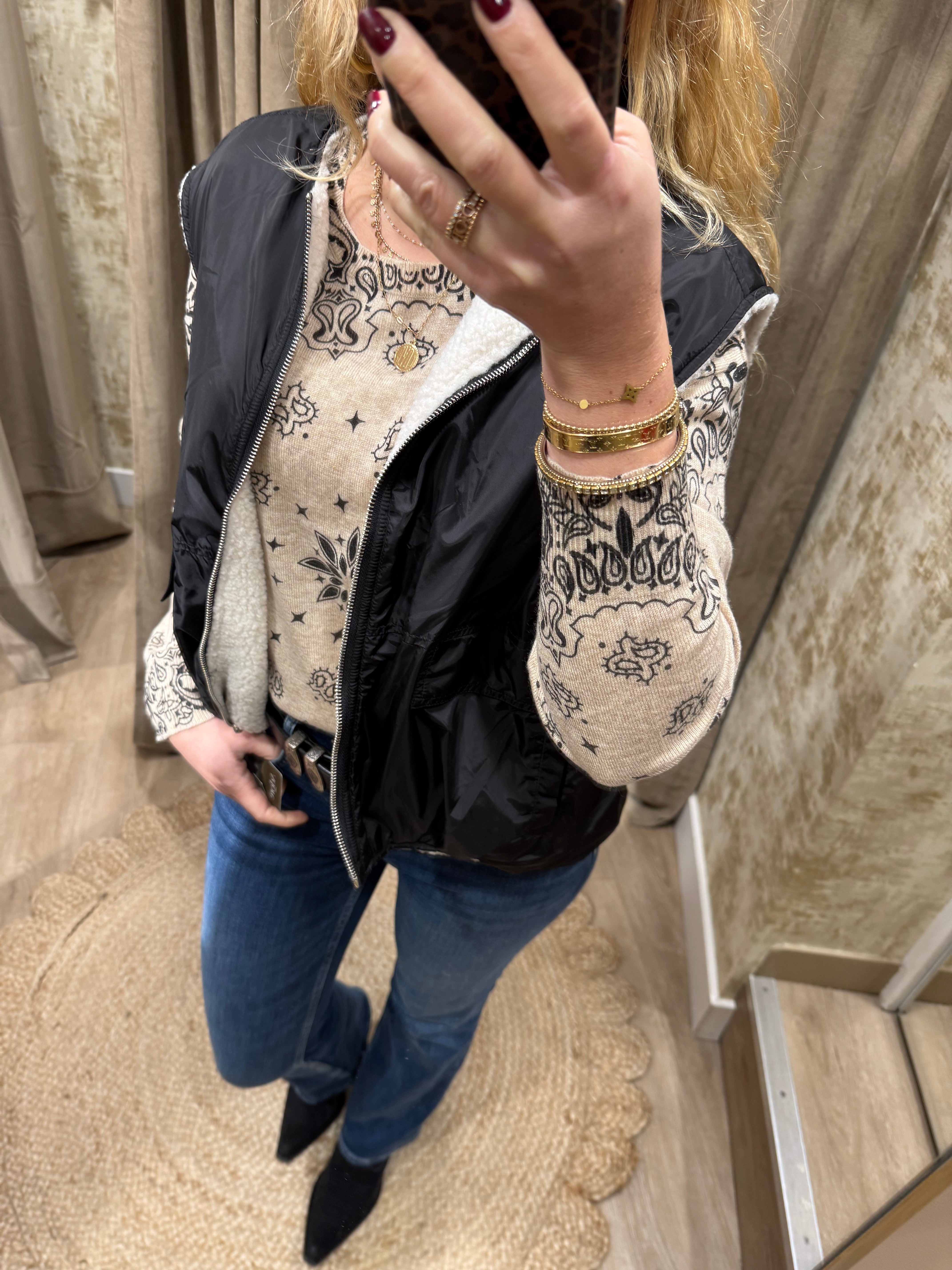 Veste Sans manches reversible TRISH Noir Adoré Paris 