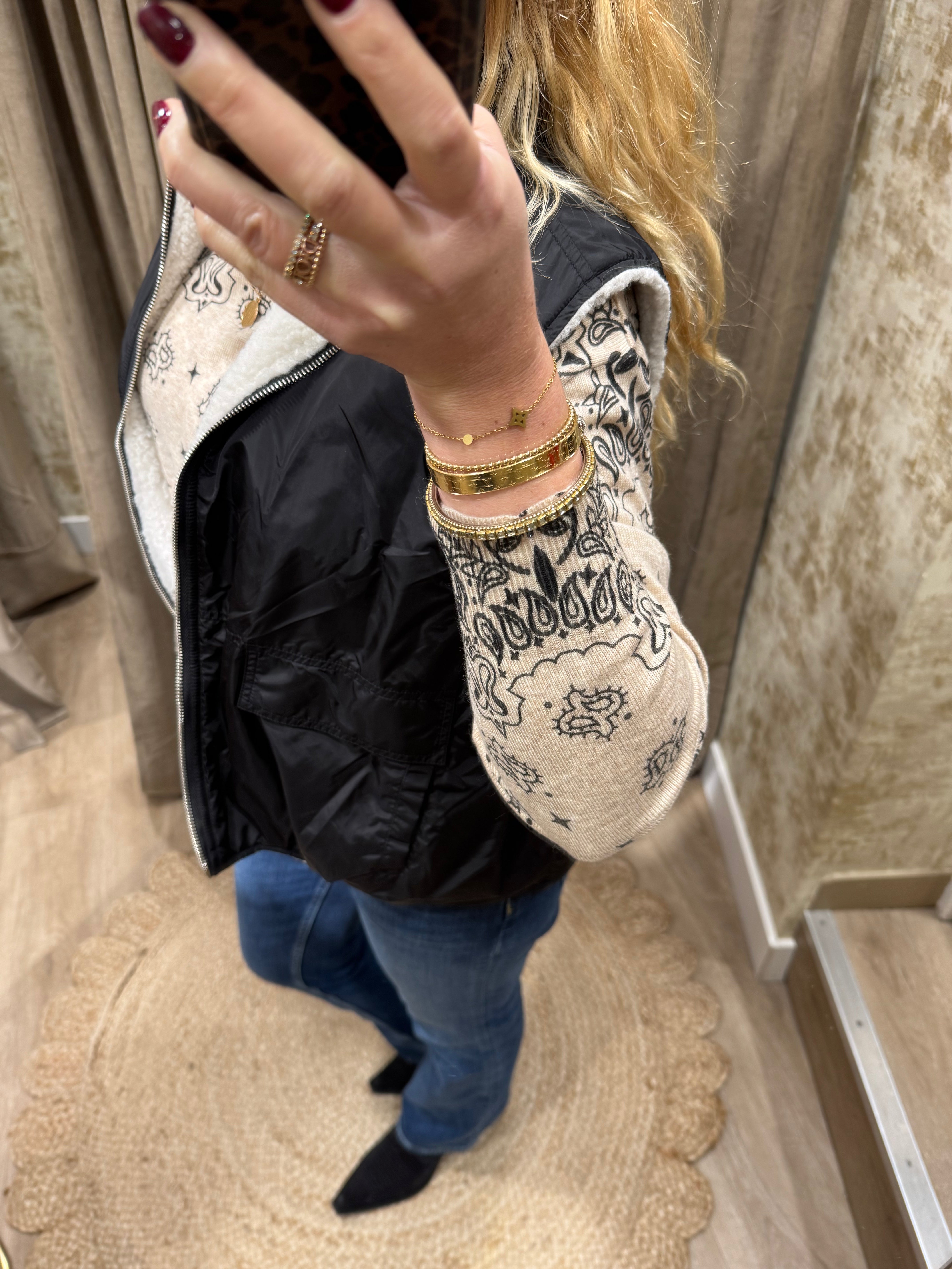Veste Sans manches reversible TRISH Noir Adoré Paris 