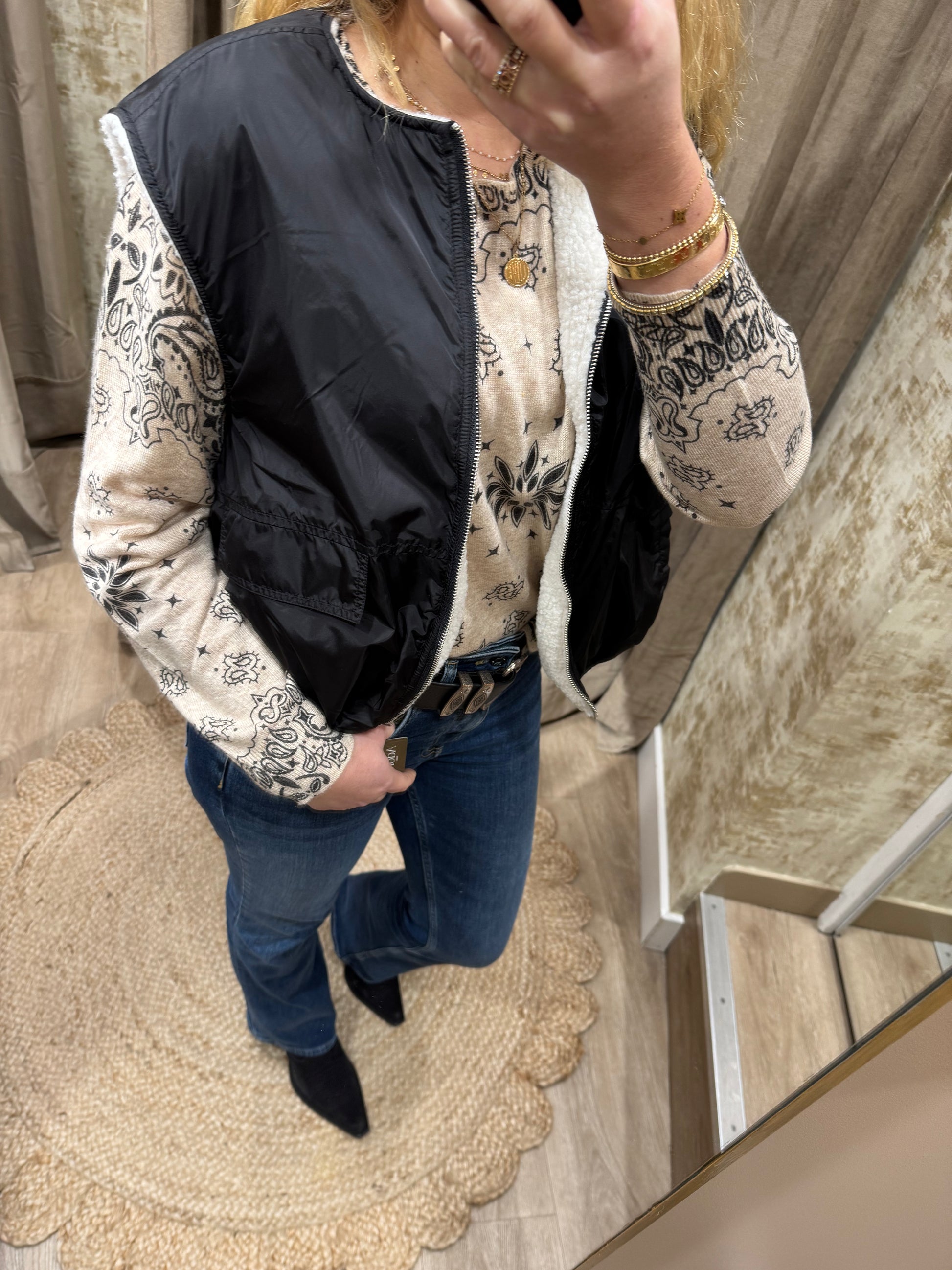 Veste Sans manches reversible TRISH Noir Adoré Paris 