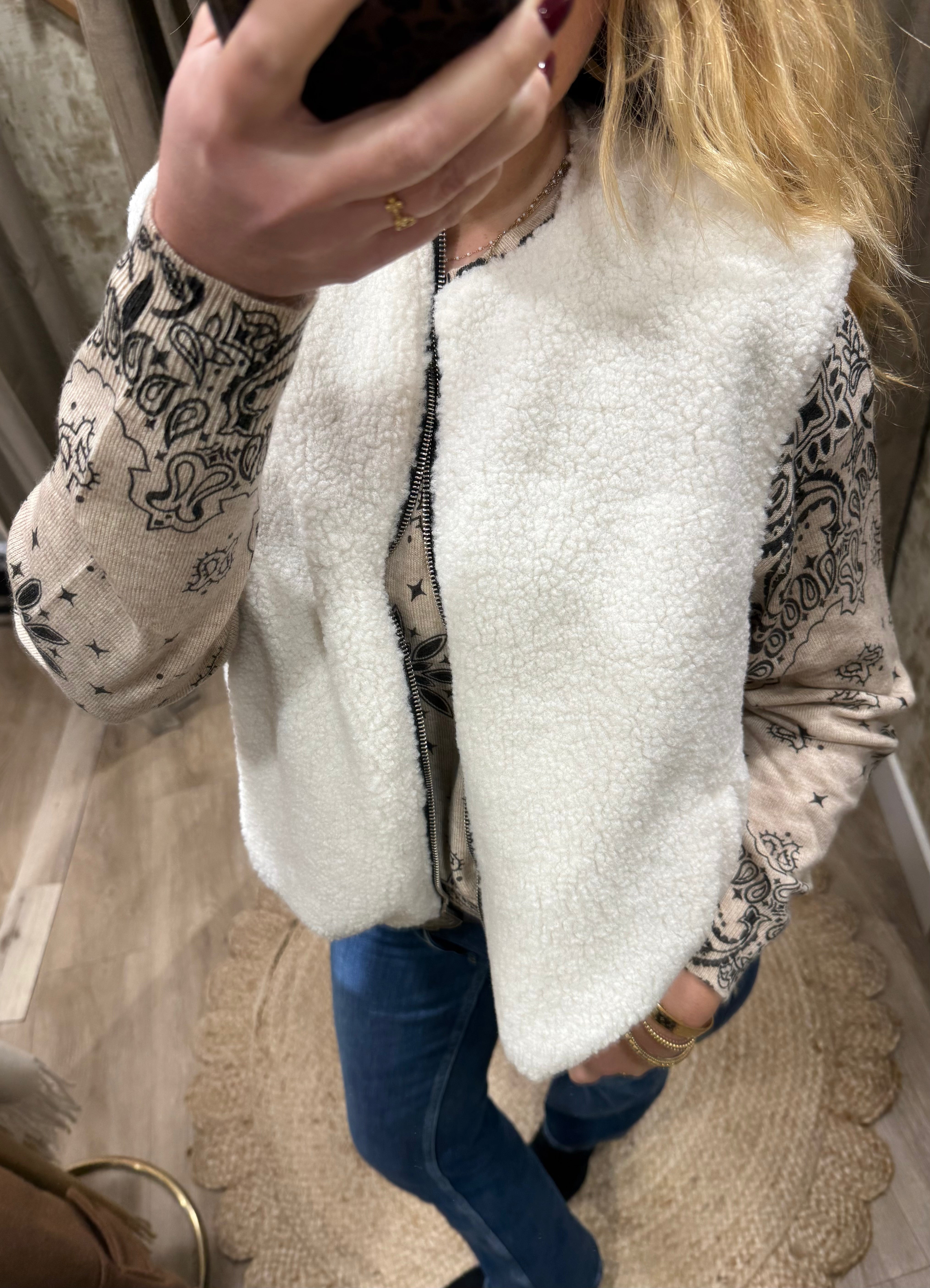 Veste Sans manches reversible TRISH Noir Adoré Paris 