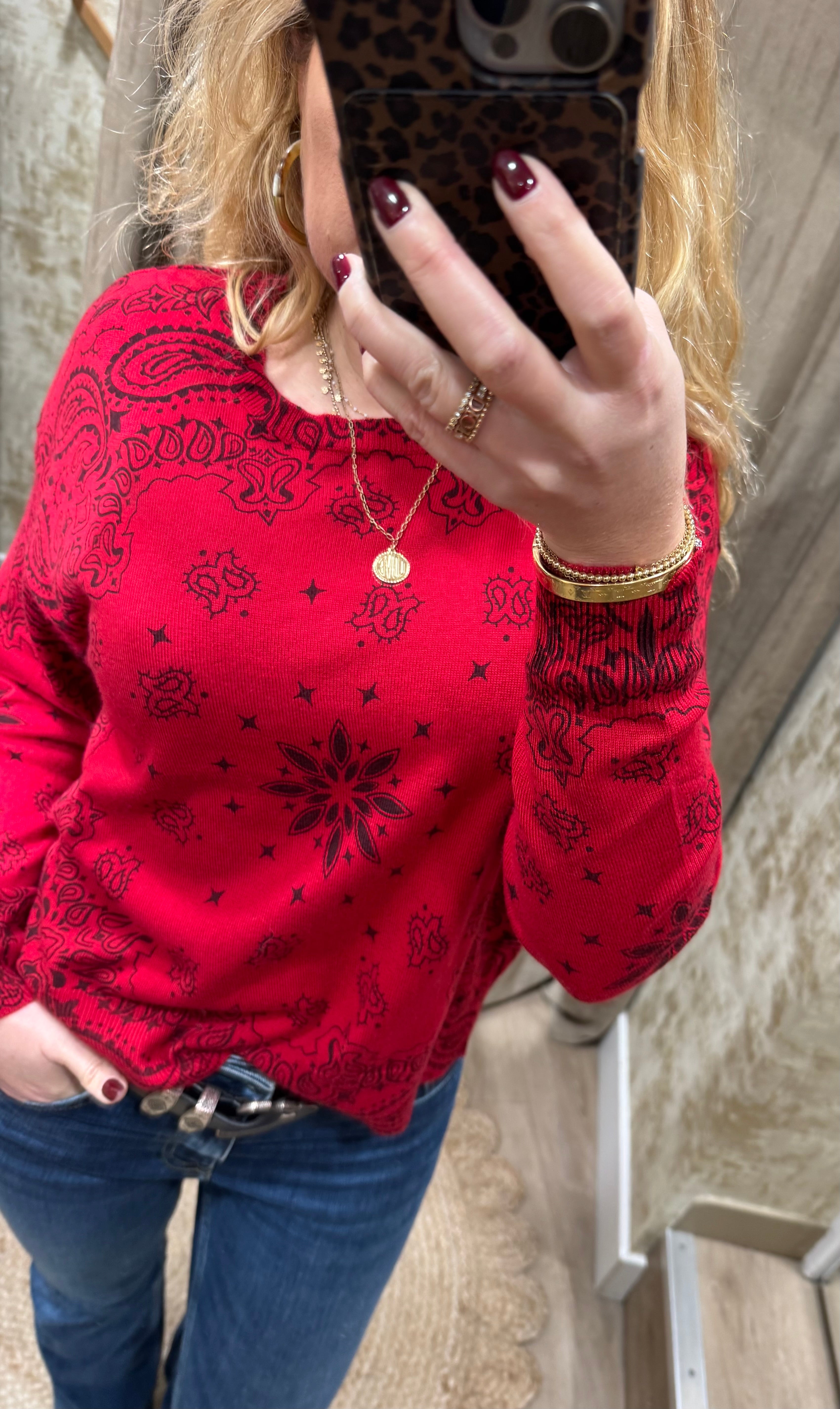 Pull femme rouge Edmond col "O" Adoré Paris | Tricot doux, élégant et confortable