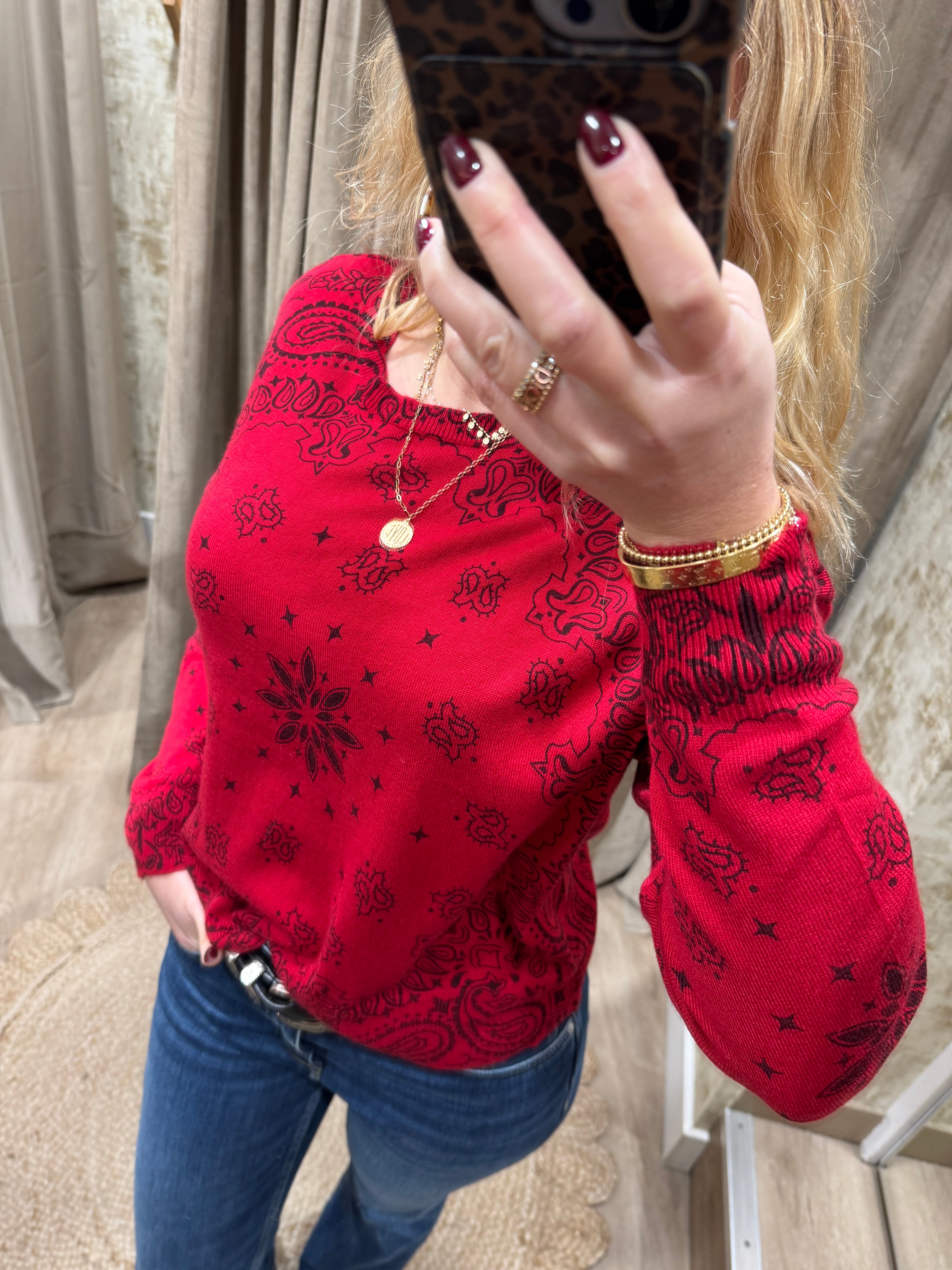 Pull femme rouge Edmond col "O" Adoré Paris | Tricot doux, élégant et confortable