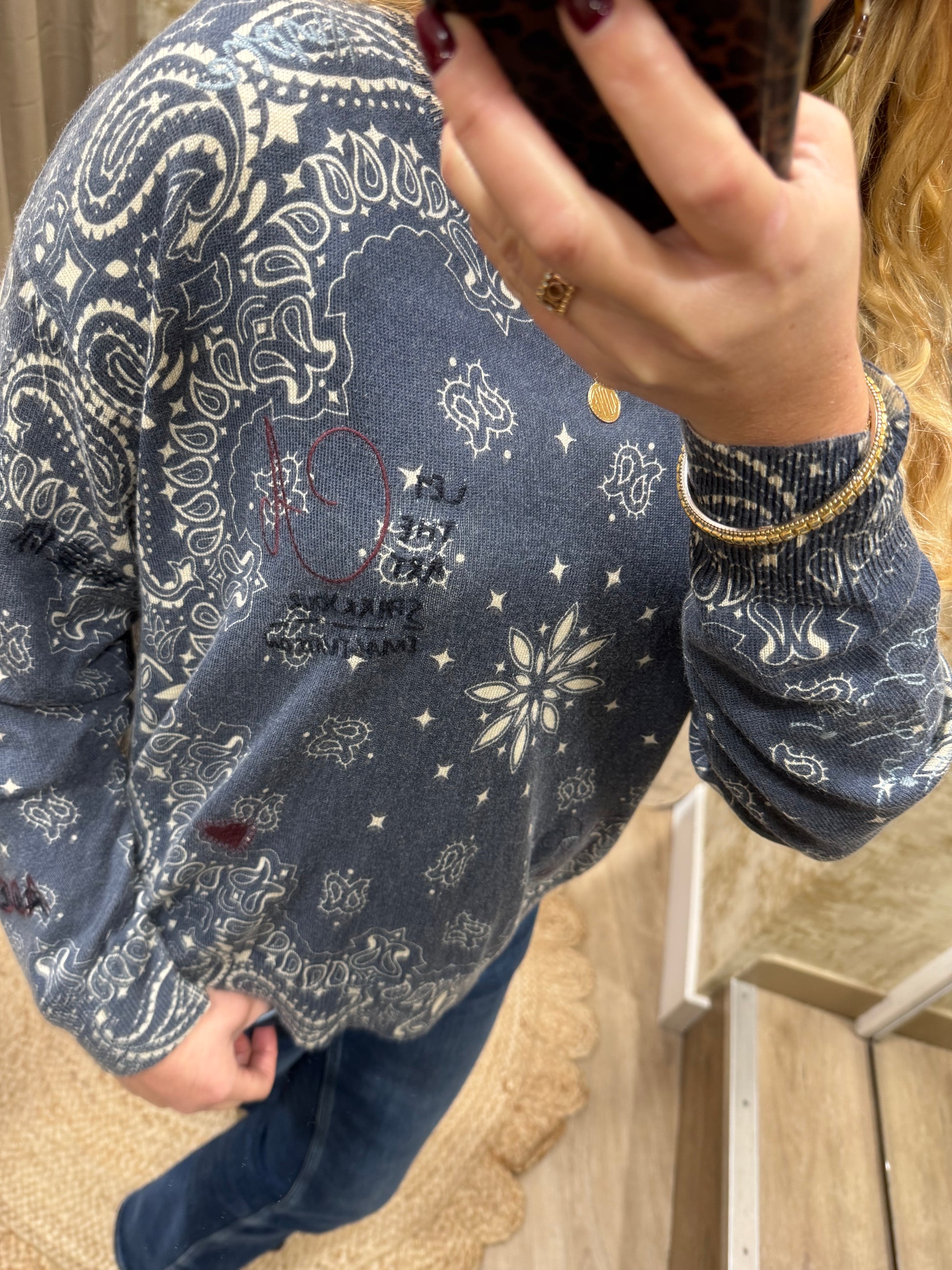 Pull Adoré Paris LINDA lover denim col "O" Femme 