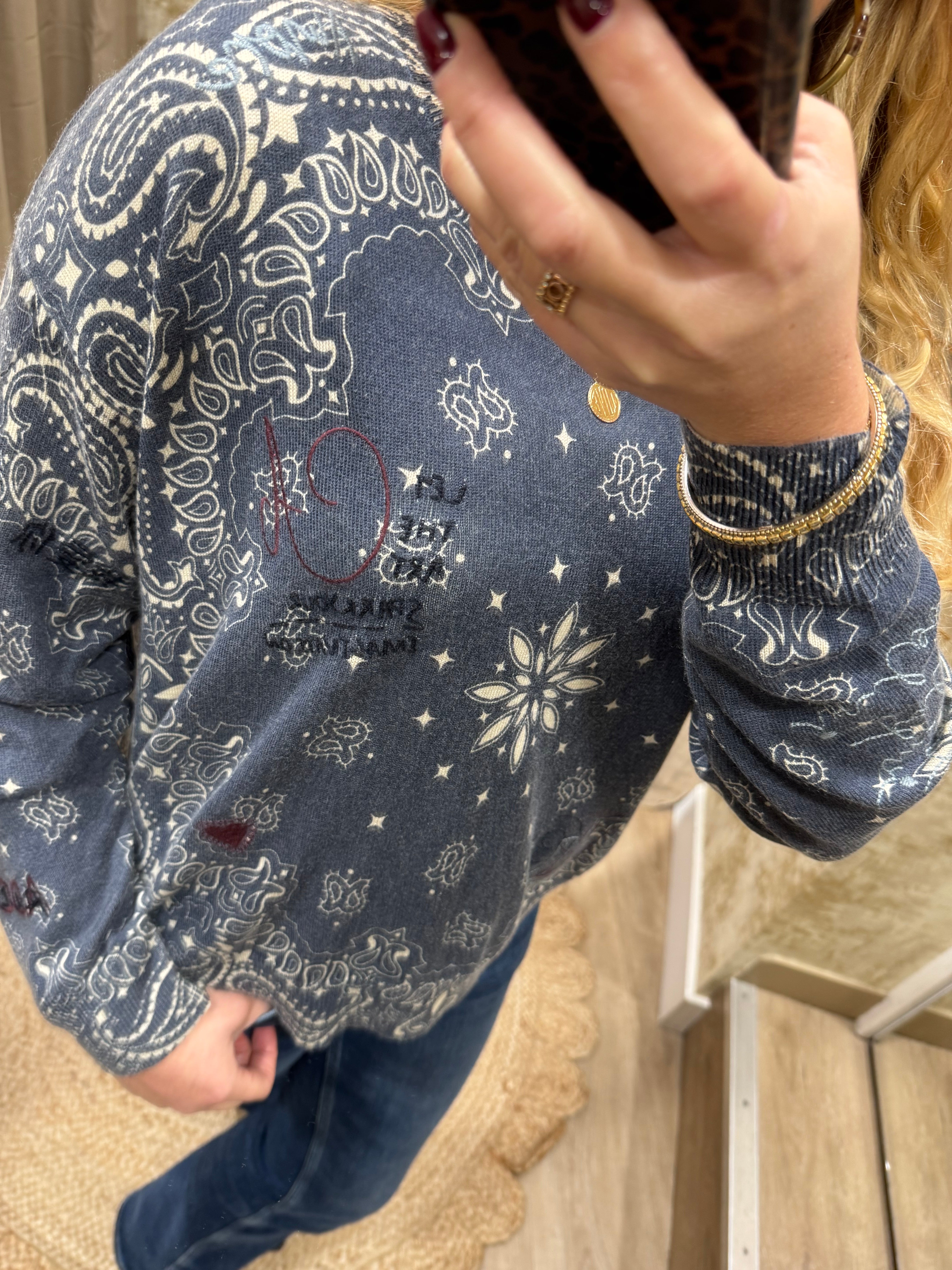 Pull Adoré Paris LINDA lover denim col "O" Femme 