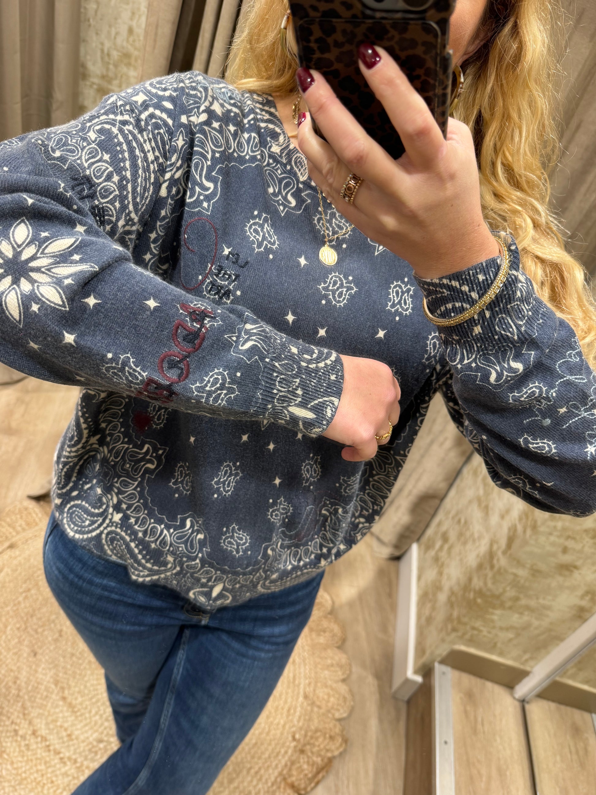 Pull Adoré Paris LINDA lover denim col "O" Femme 