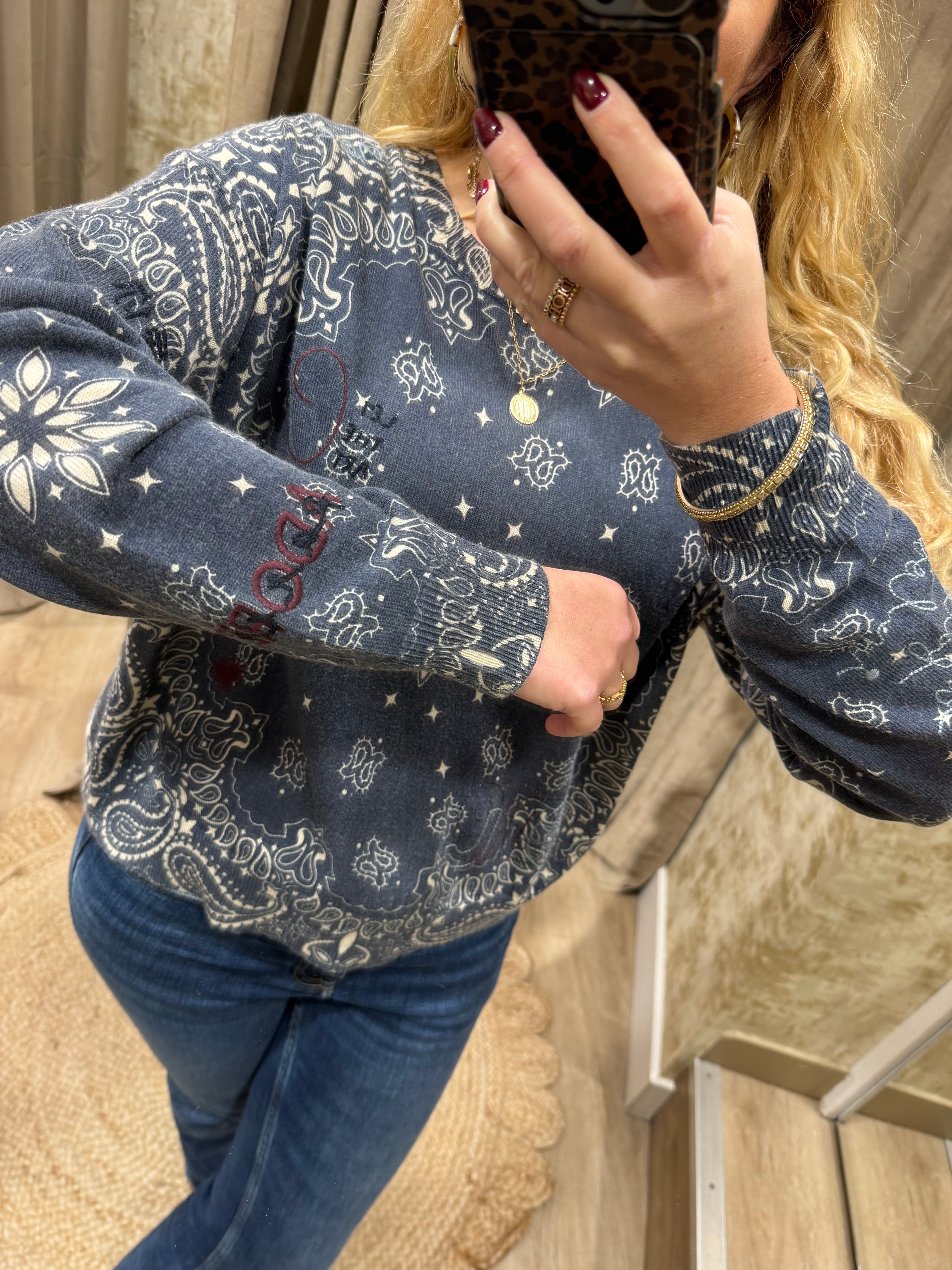 Pull Adoré Paris LINDA lover denim col "O" Femme 