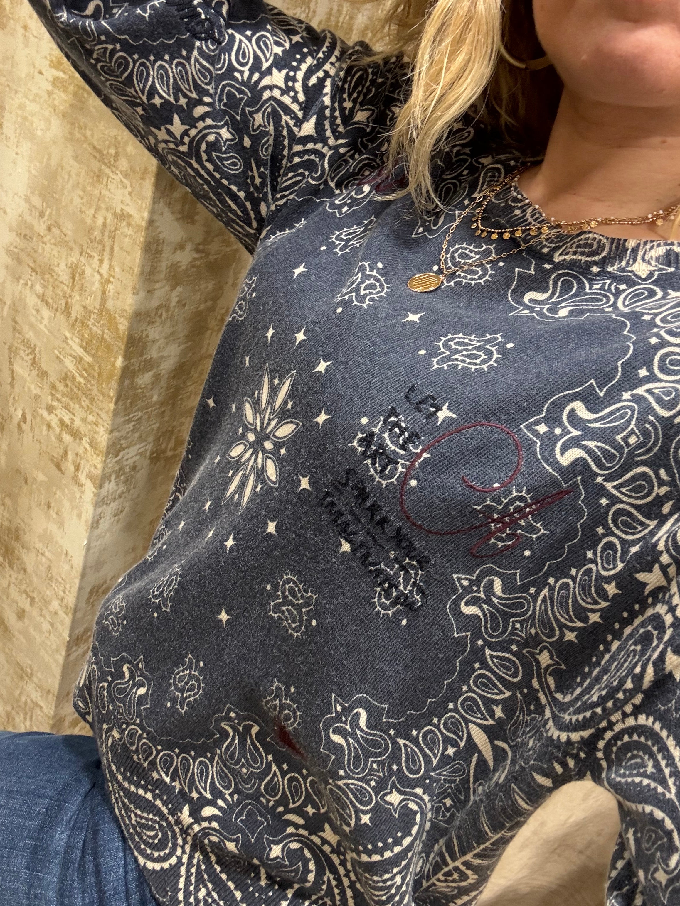 Pull Adoré Paris LINDA lover denim col "O" Femme 