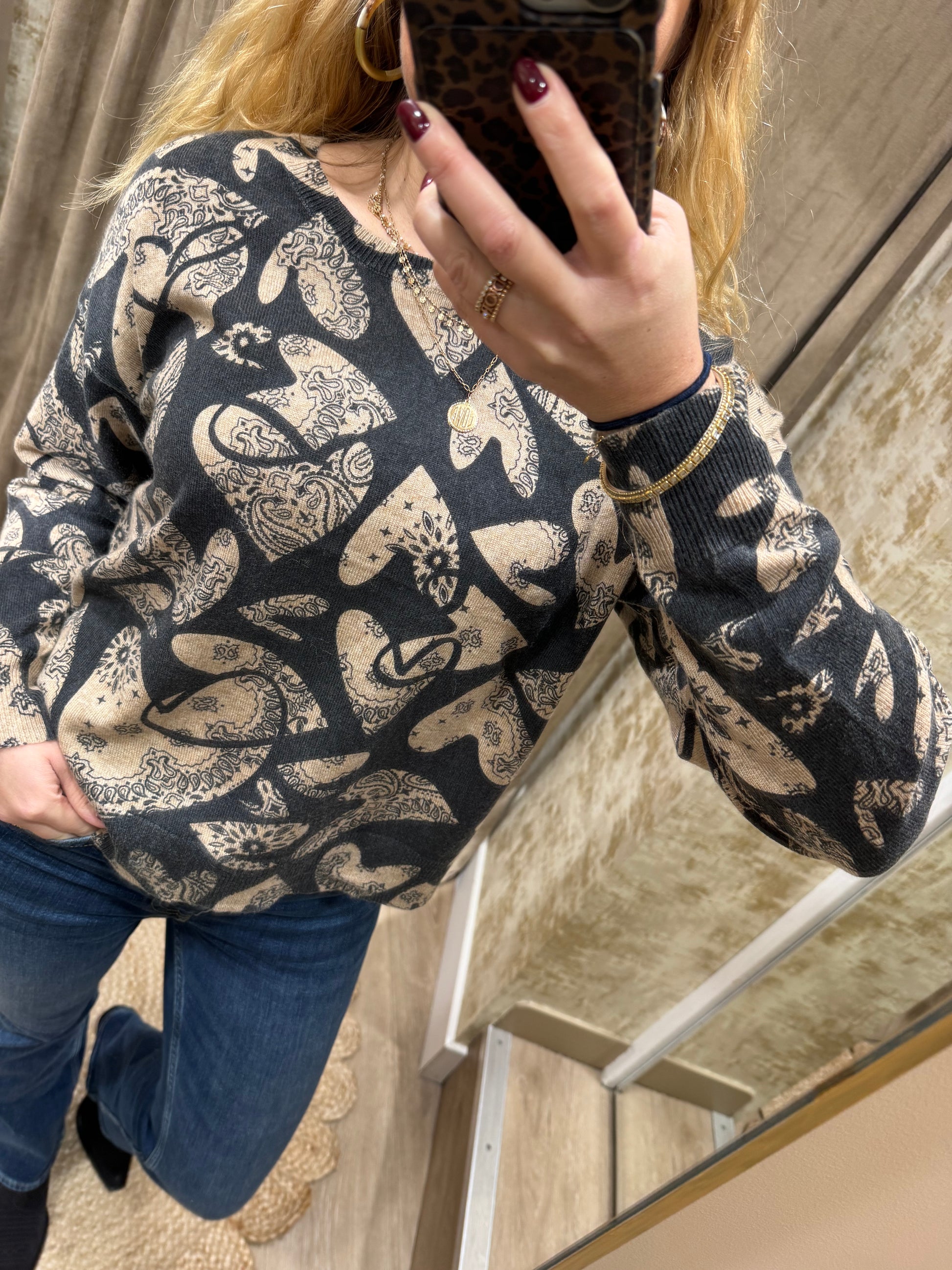 Pull Linda Adoré Paris Coeur Sable 