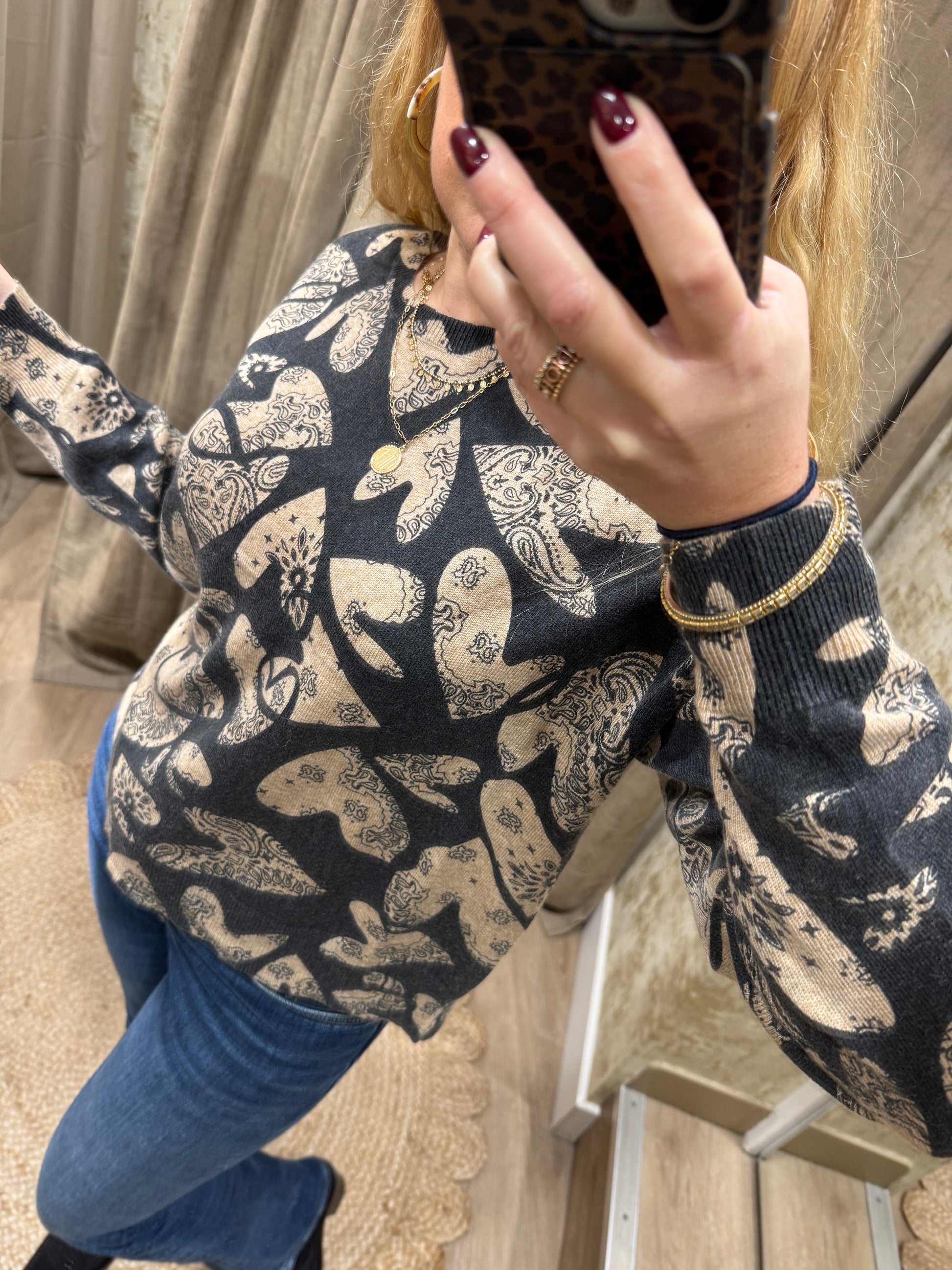Pull Linda Adoré Paris Coeur Sable 