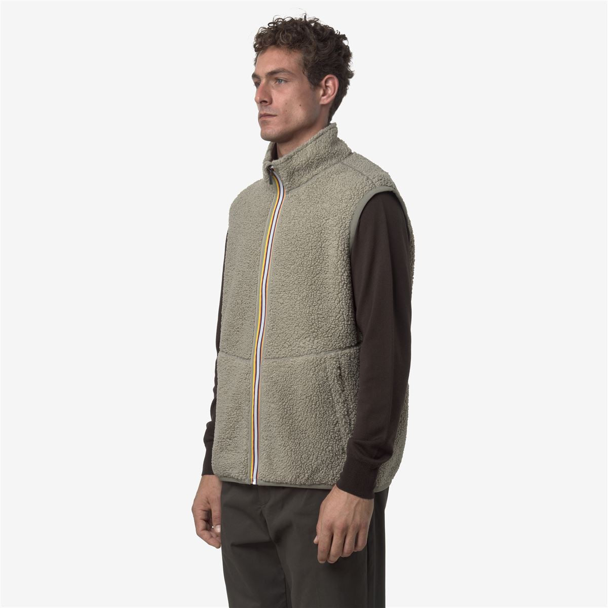 Veste sans manches K-Way Yannick Sherpa Polar réversible Green OAK 