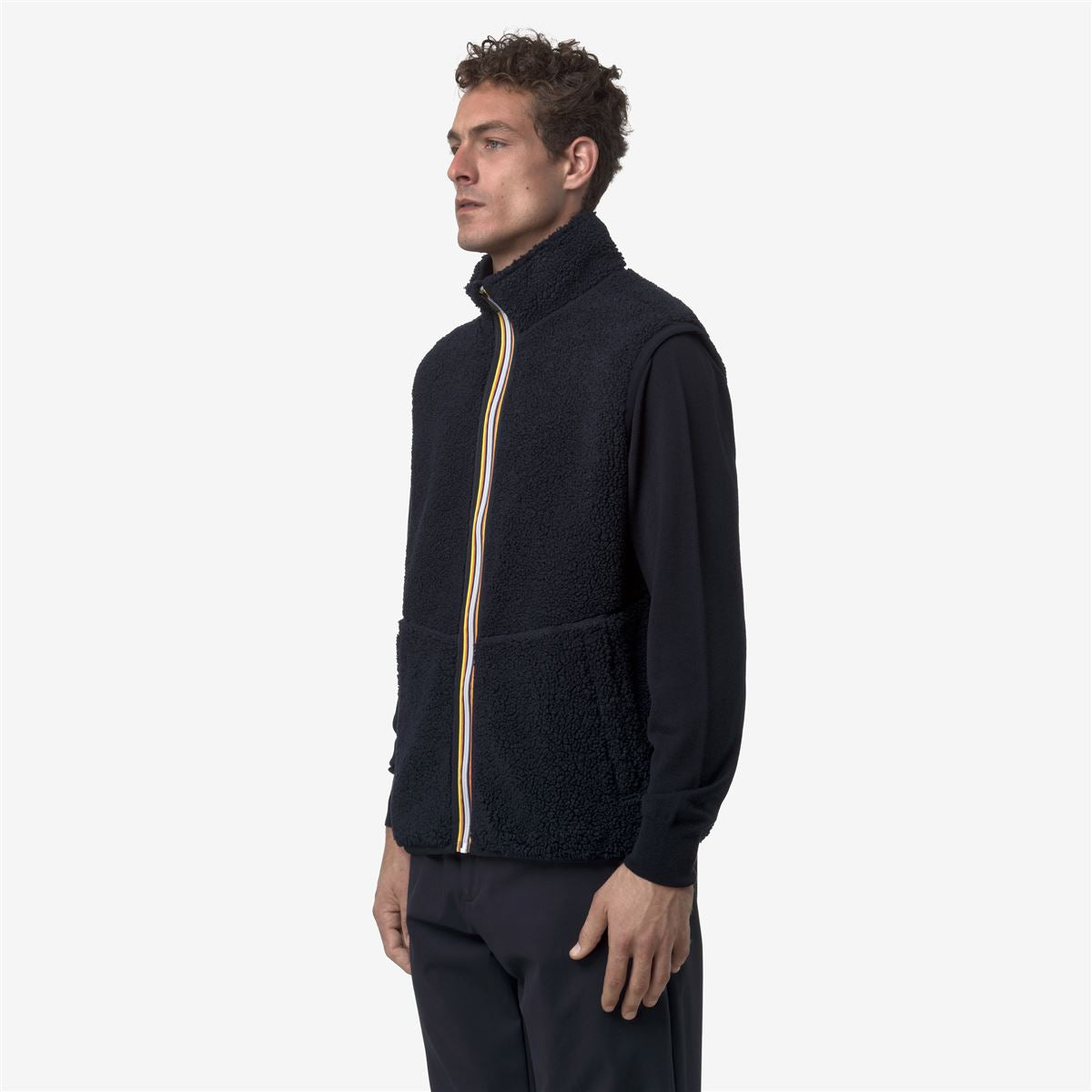 Veste sans manches K-Way Yannick sherpa polar réversible bleu marine 