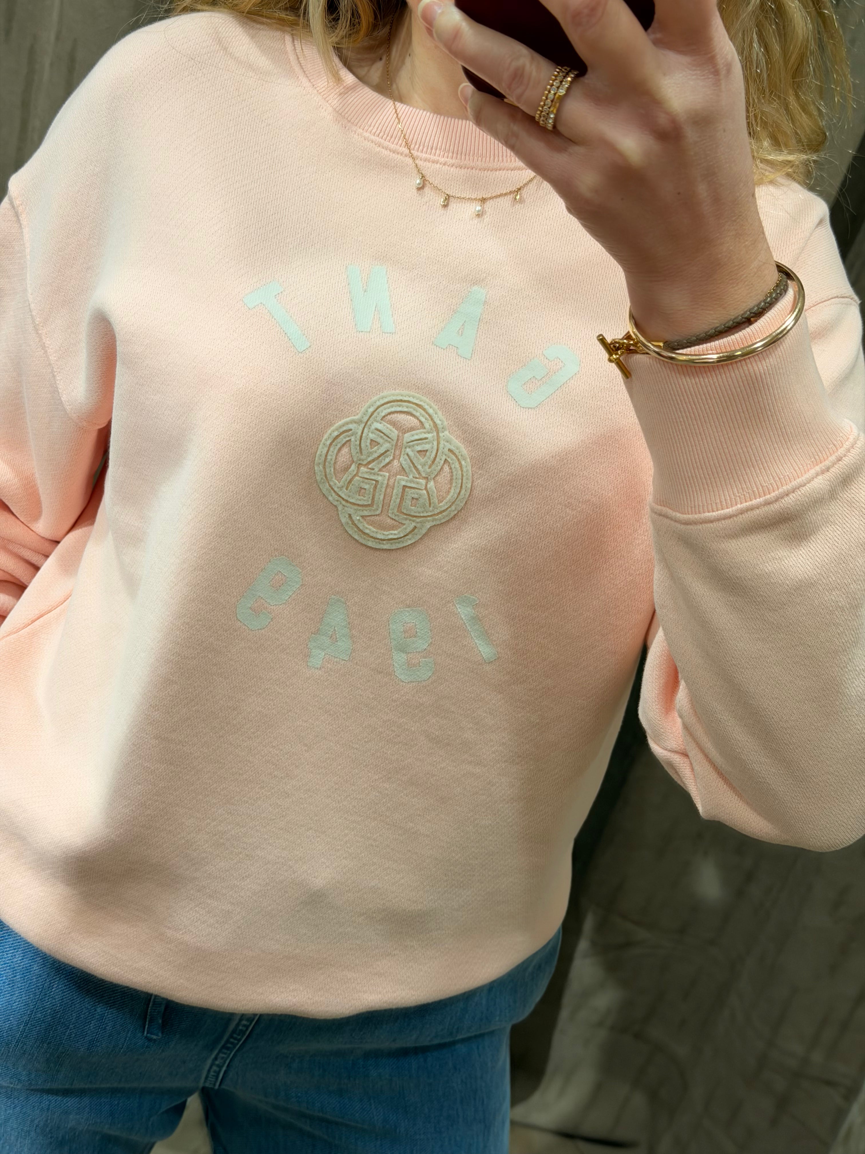 Sweat-shirt col rond Graphic rose pastel – style casual chic – Gant
