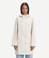 Imperméable femme beige Stala Samsoe Samsoe – coupe-vent capuche déperlant manteau long automne hiver