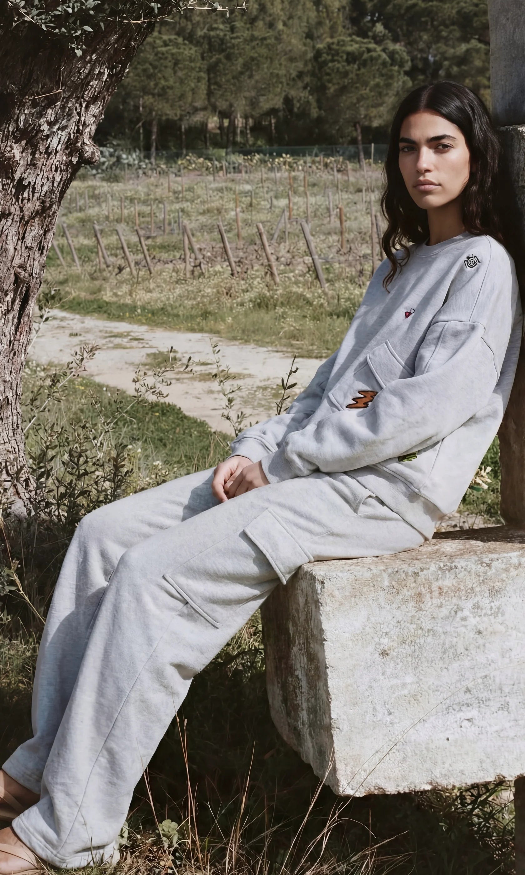 Ensemble jogging gris femme oversize Jolene & sweatshirt Sorraya – Adoré Paris