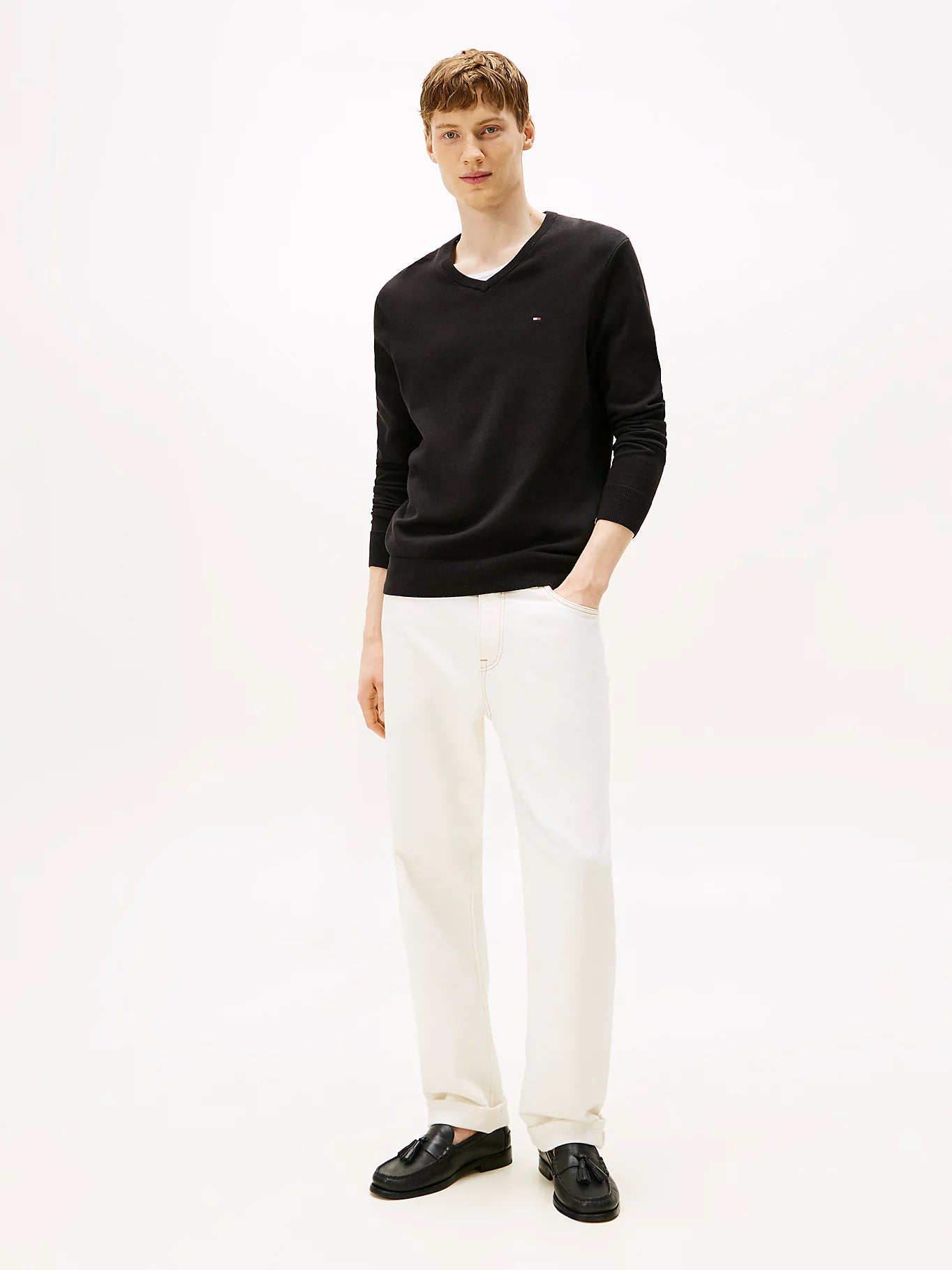 Pull Col V Tommy Hilfiger Noir 