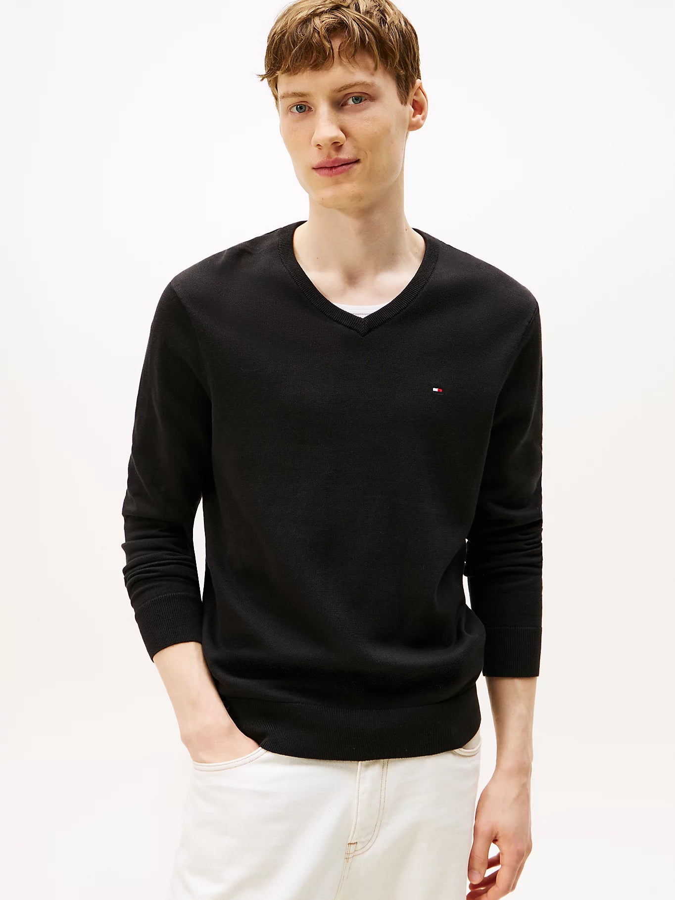 Pull Col V Tommy Hilfiger Noir 