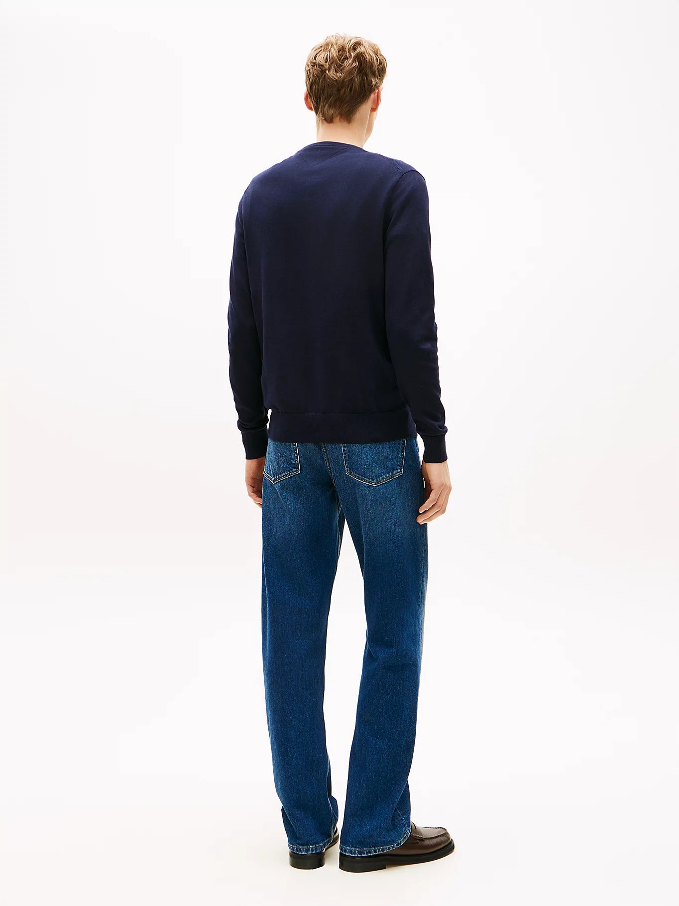 Pull Col V en conton Tommy Hilfiger Bleu Marine 