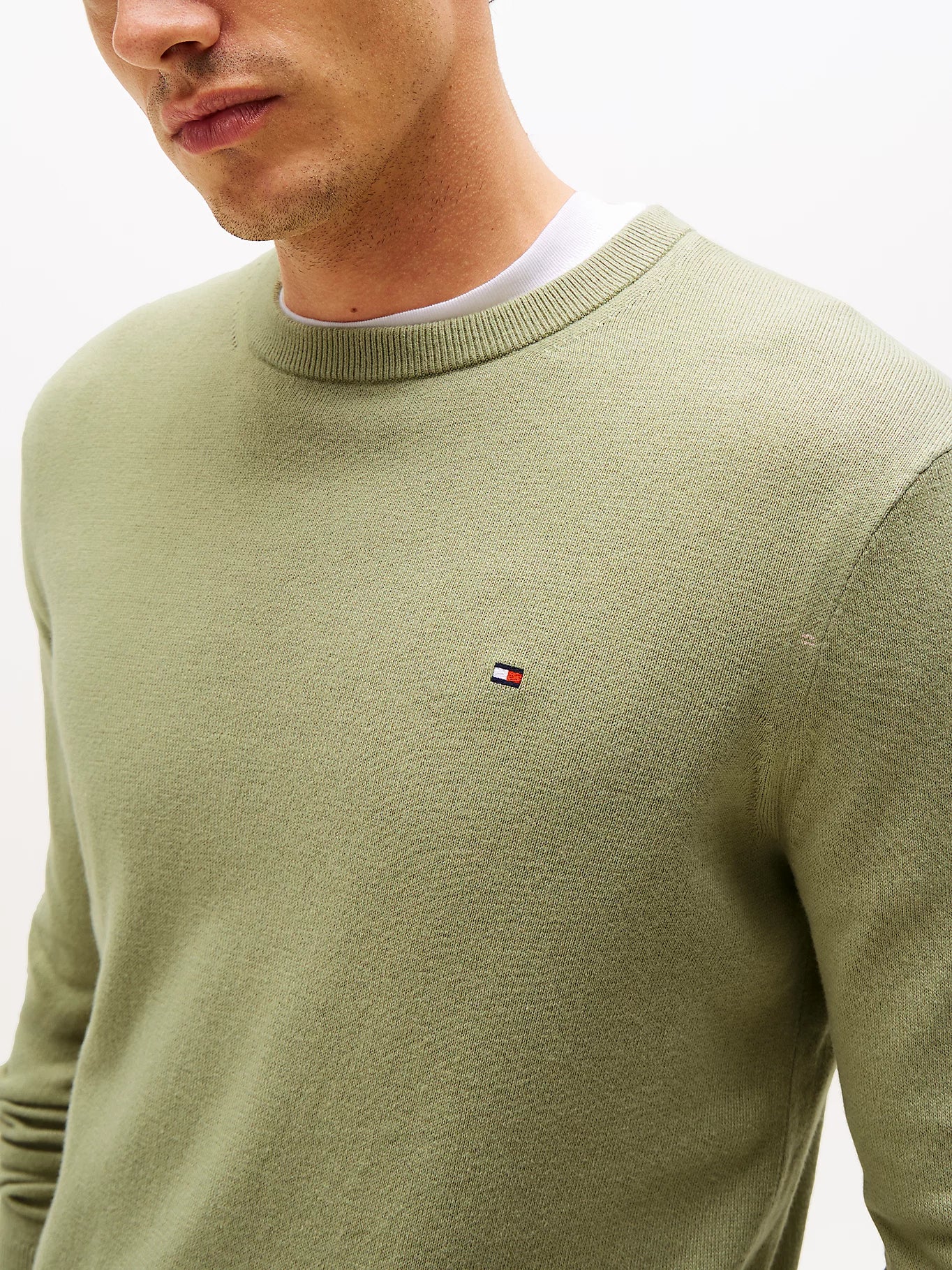 Pull Col O Tommy Hilfiger Vert clair 