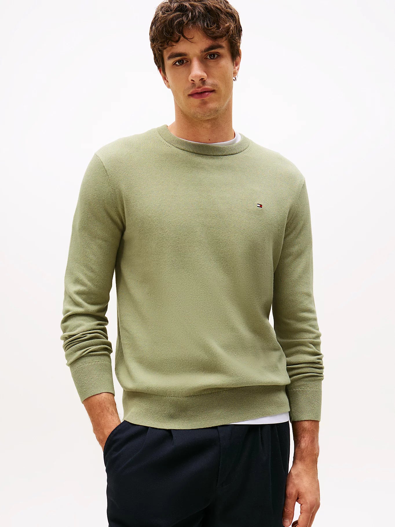 Pull Col O Tommy Hilfiger Vert clair 