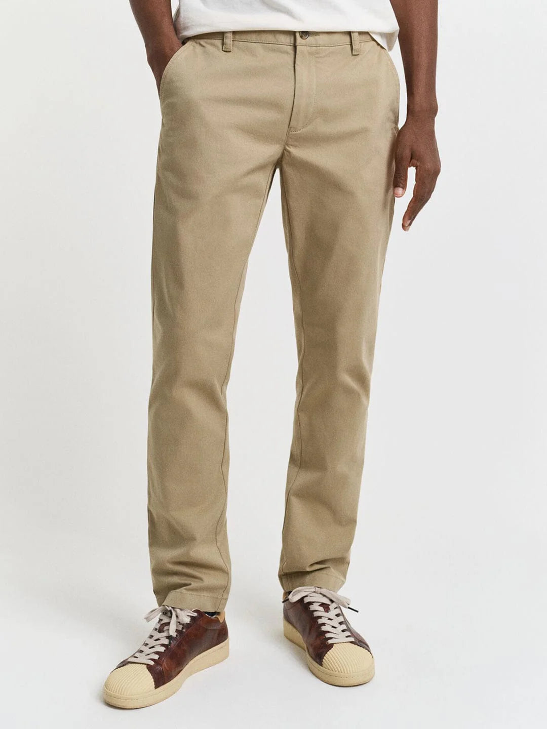 Chino beige foncé homme coupe classique en coton – GANT