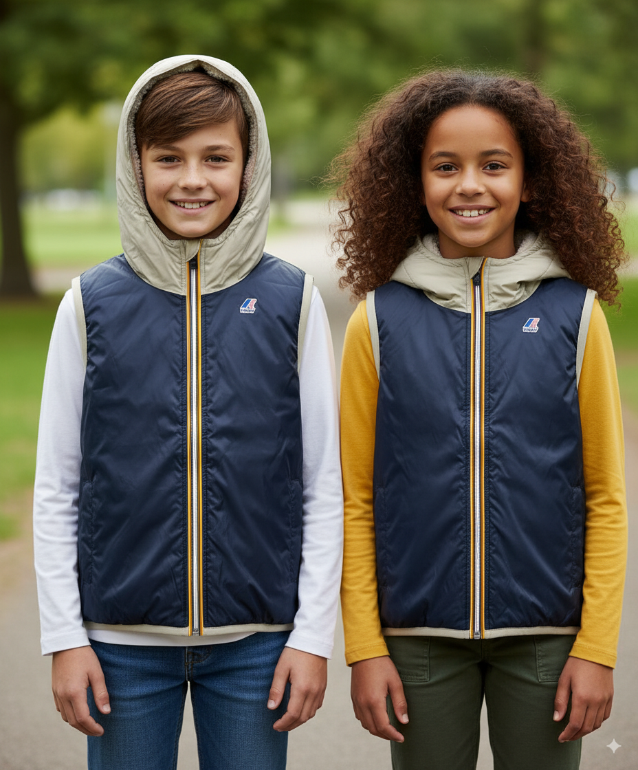 Veste sans manches K-Way Le Vrai 3.0 Orlan Orsetto mixte – Imperméable, déperlante, coupe-vent, enfant