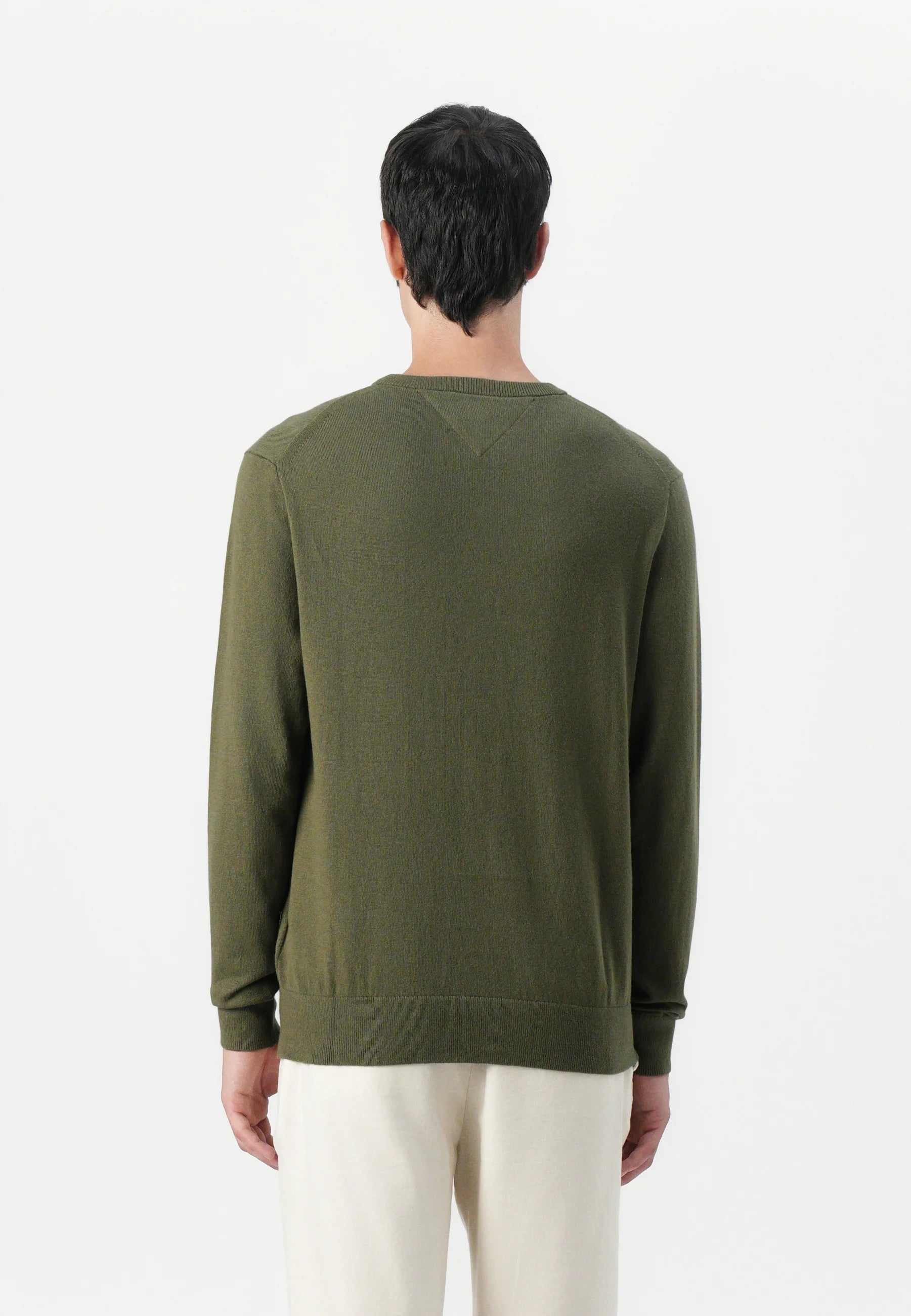 Pull col rond vert army Tommy Hilfiger homme – Style casual premium, toutes tailles