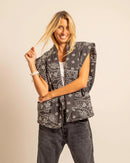 Gilet Brooklyn Bandanas anthracite - Gilet femme Aokyanos sans manches fabrication italienne