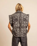 Gilet Brooklyn Bandanas anthracite - Gilet femme Aokyanos sans manches fabrication italienne
