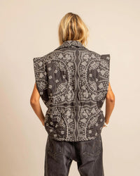 Gilet Brooklyn Bandanas anthracite - Gilet femme Aokyanos sans manches fabrication italienne