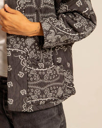 Kimono Chicago anthracite - Kimono bandana femme manches longues fabrication italienne