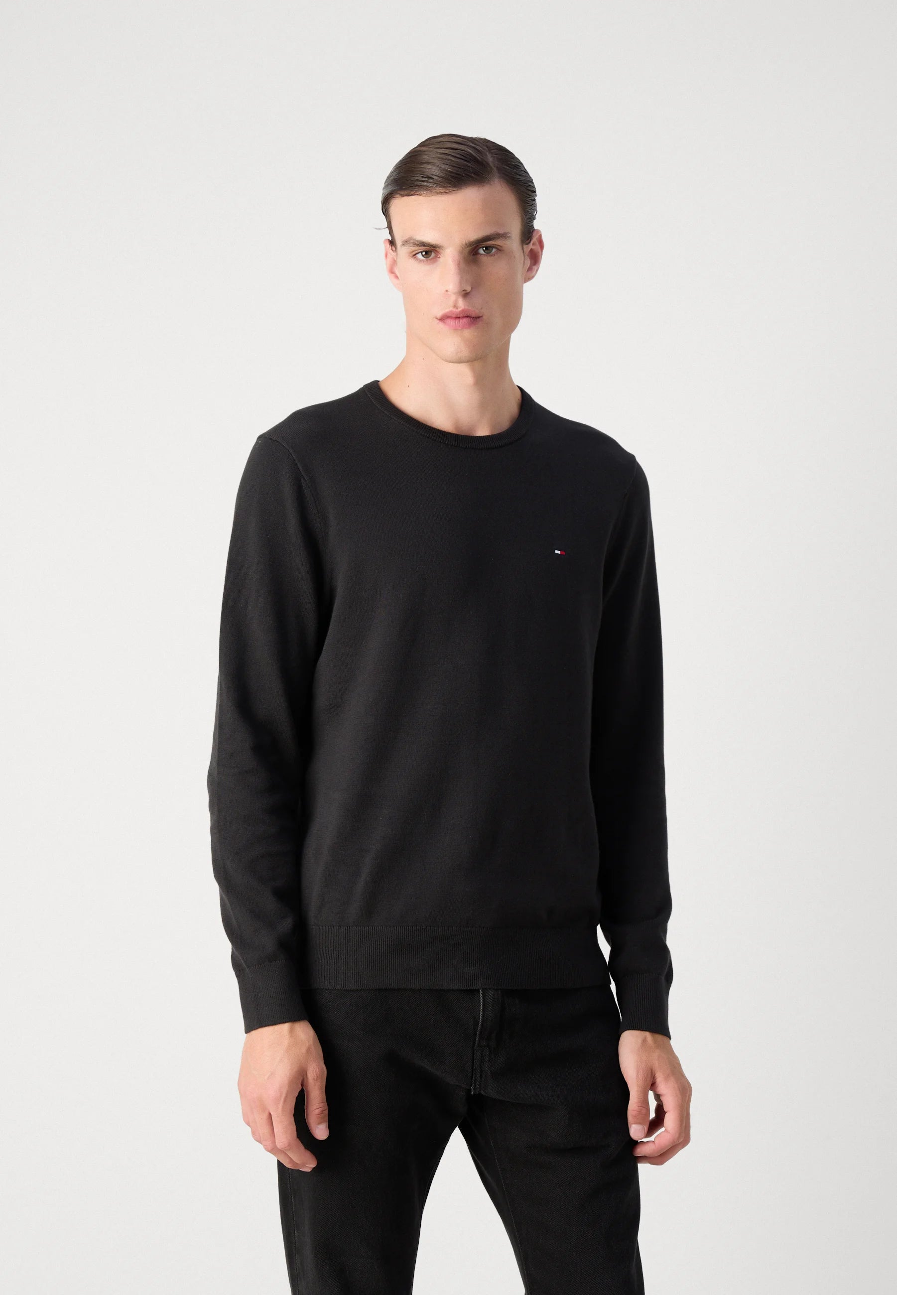 Pull col rond noir homme Tommy Hilfiger – Pull classique haut de gamme Urban Chic